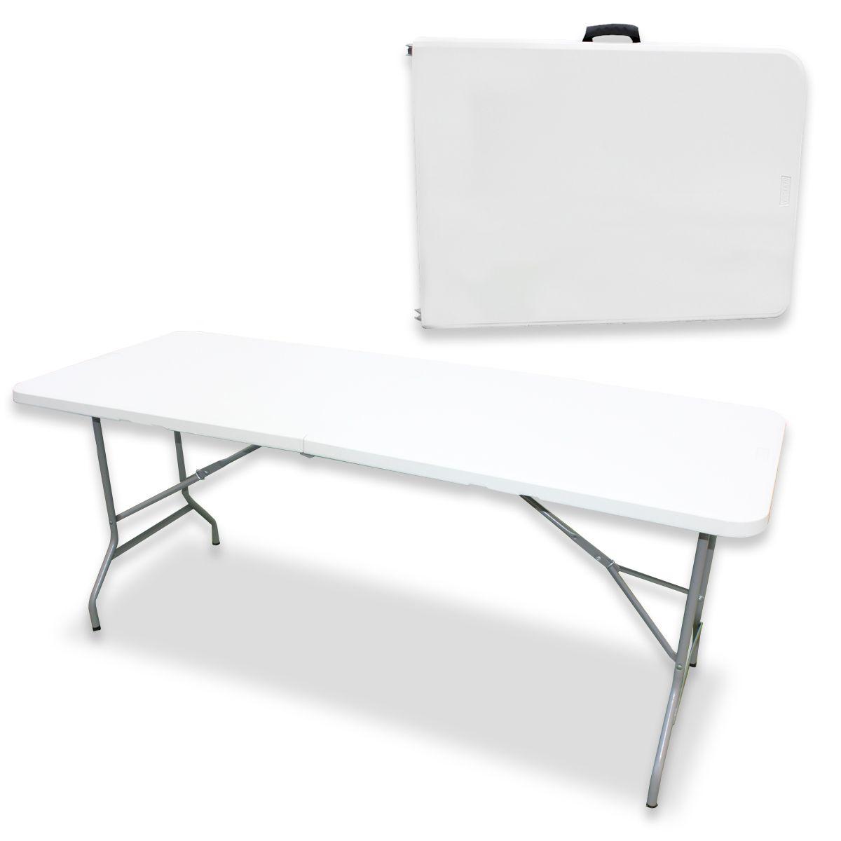 Mesa Plegable Tipo Maleta Transportable Blanca QRubber-0