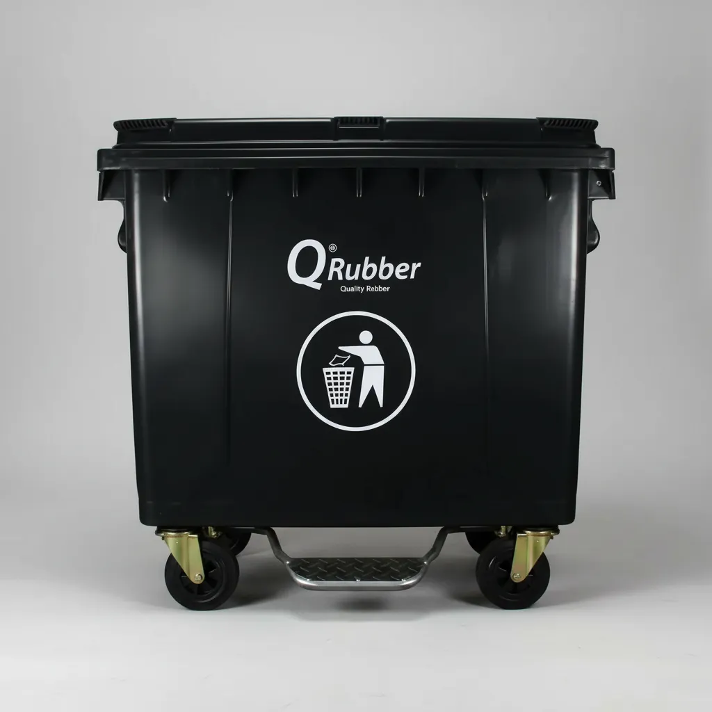 Basurero Contenedor Basura 660 lts negro QRubber-3