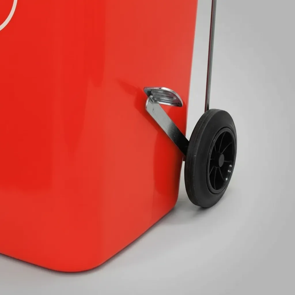 Basurero Contenedor Basura 240 lts. rojo con pedal QRubber-4