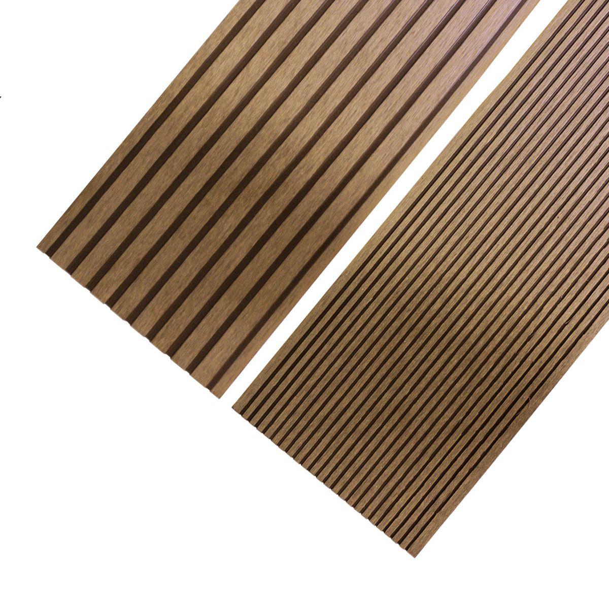 Deck WPC 2,2mts x 14,6cm x 25mm doble estría cedro Qrubber-0