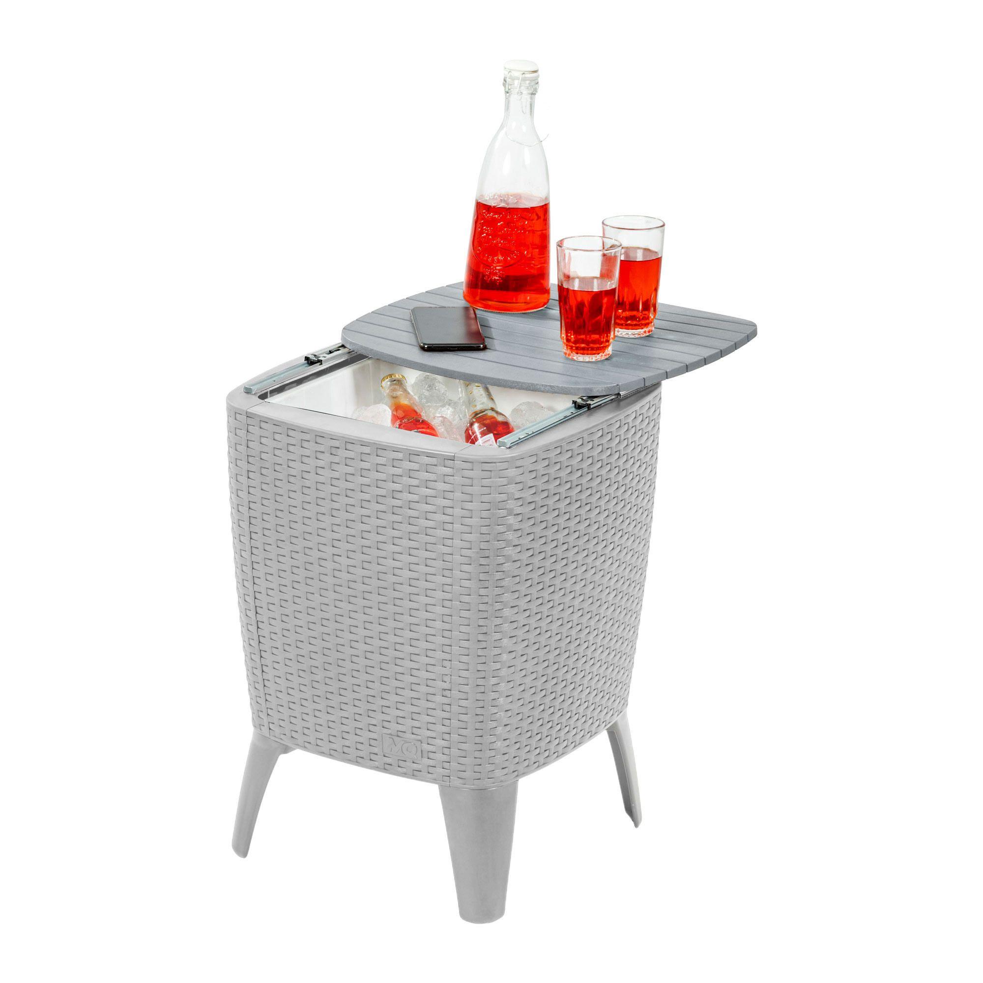Mesa Cooler Capri Tipo Rattán Plateado Terraza MQ QRubber-4
