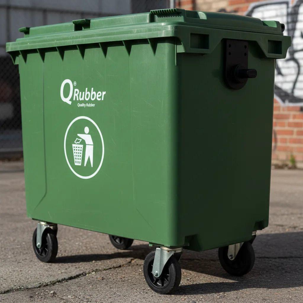 Contenedor de Basura 660 lts verde QRubber-3