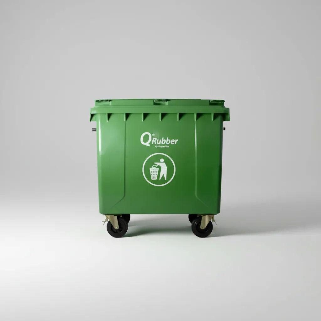 Contenedor de Basura 660 lts verde QRubber-4