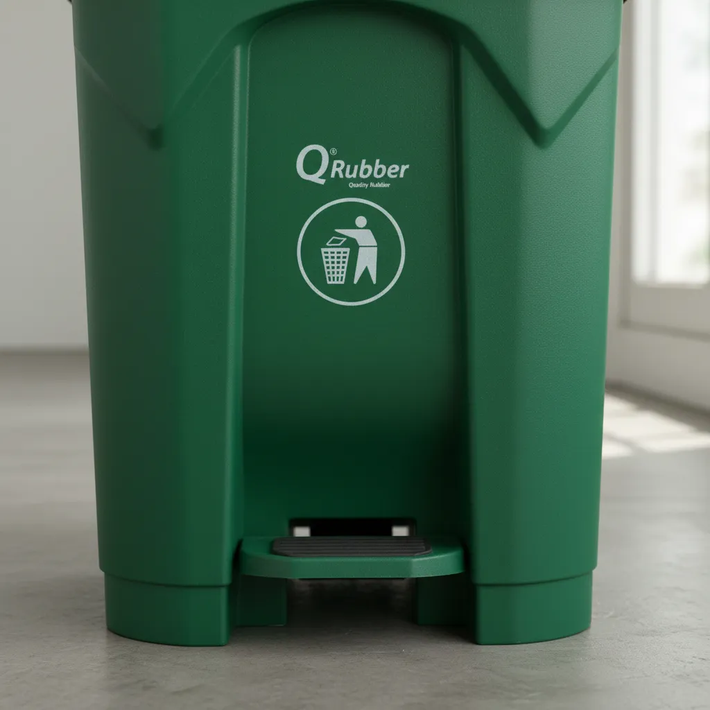 Basurero Contenedor Basura 30lts. con pedal verde QRubber-2
