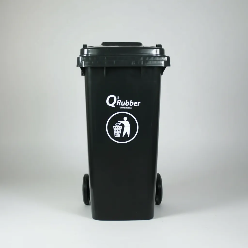 Basurero Contenedor Basura Qrubber 120 lts.gris QRubber-3