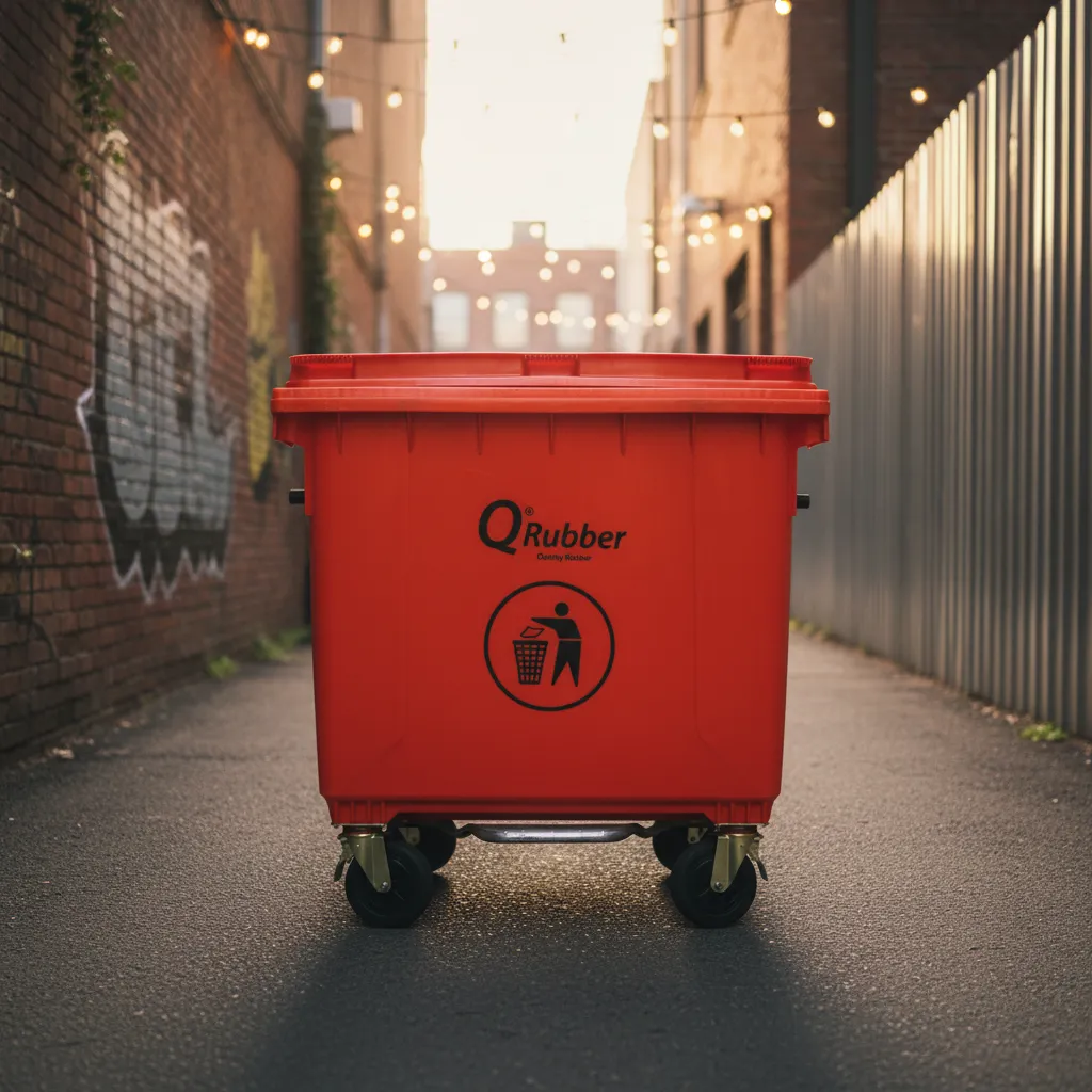 Contenedor de Basura 660 lts rojo con pedal Qrubber-2