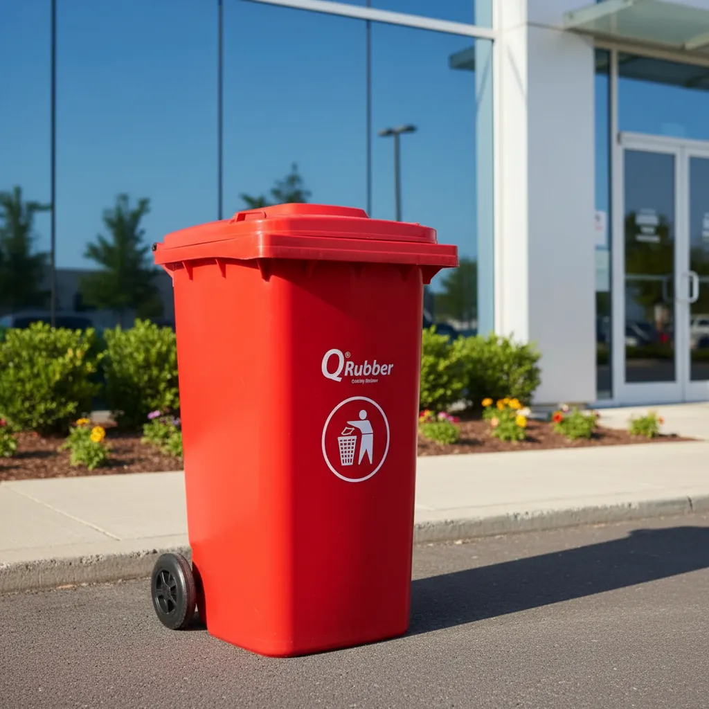 Basurero Contenedor Basura 240 lts Rojo QRubber-2