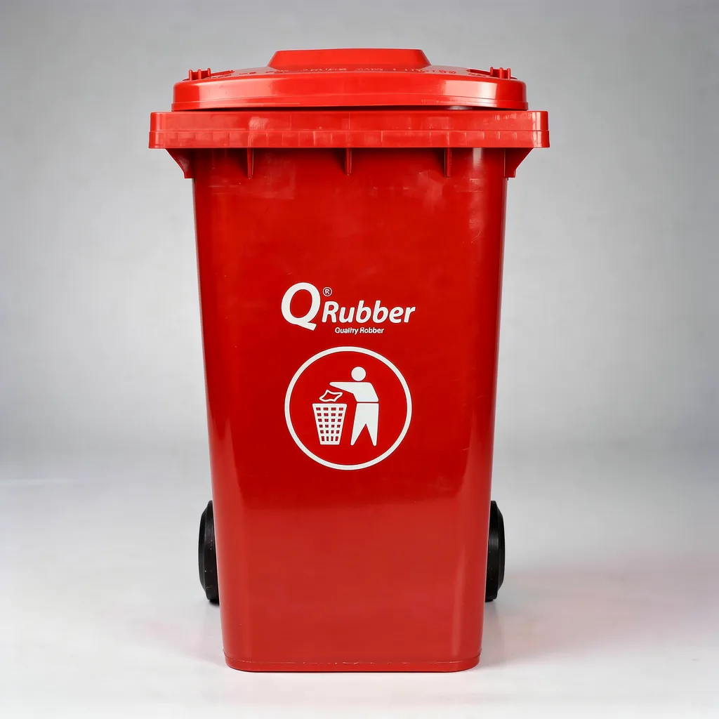 Basurero Contenedor Basura 240 lts Rojo QRubber-3