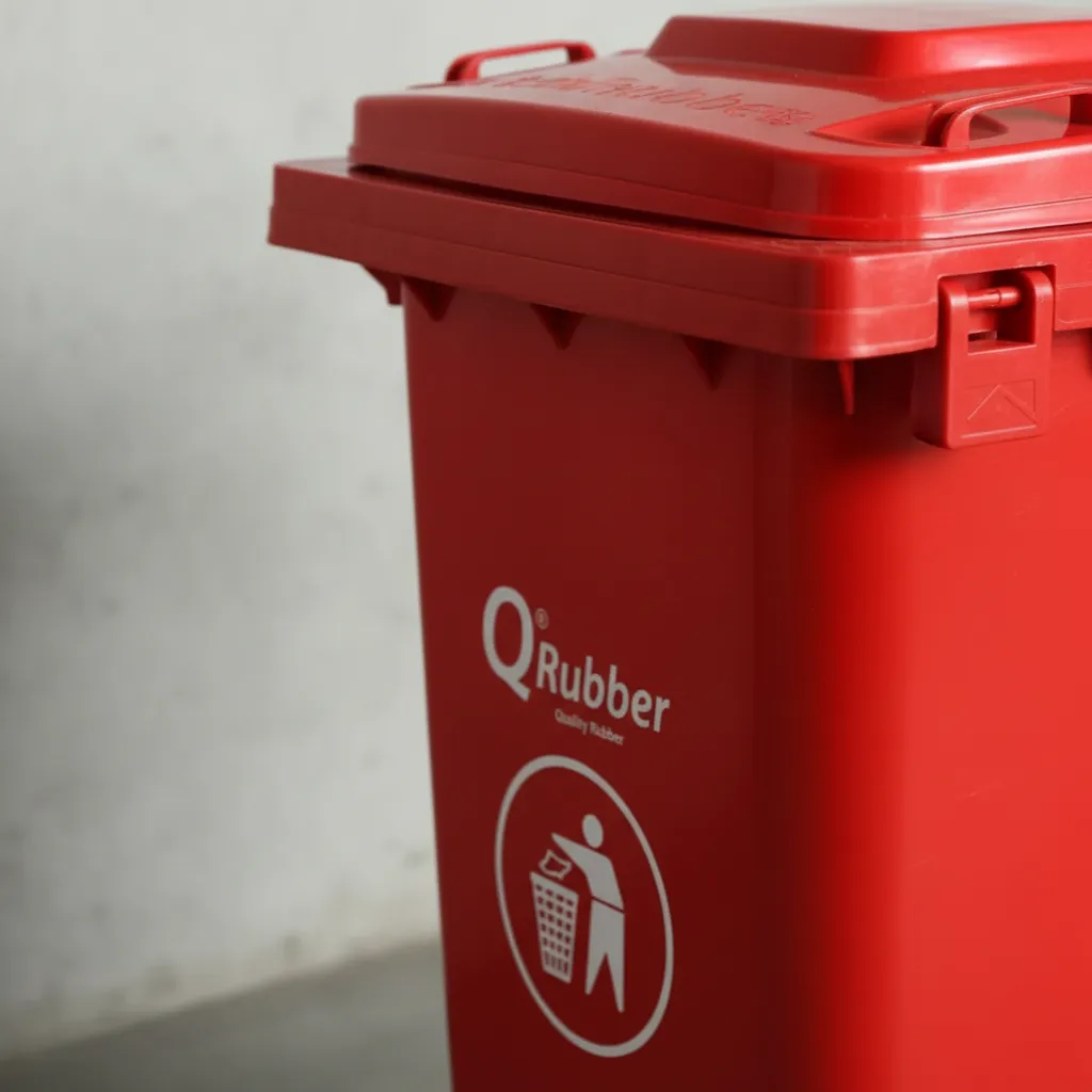Basurero Contenedor Basura 240 lts Rojo QRubber-4