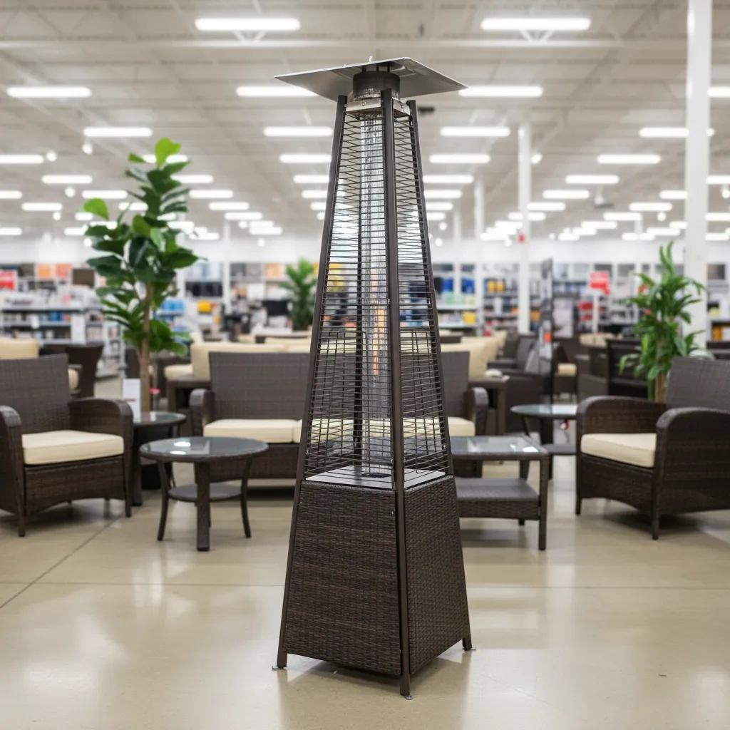 Estufa Exterior Tipo Pirámide Estilo Rattan QRubber-3