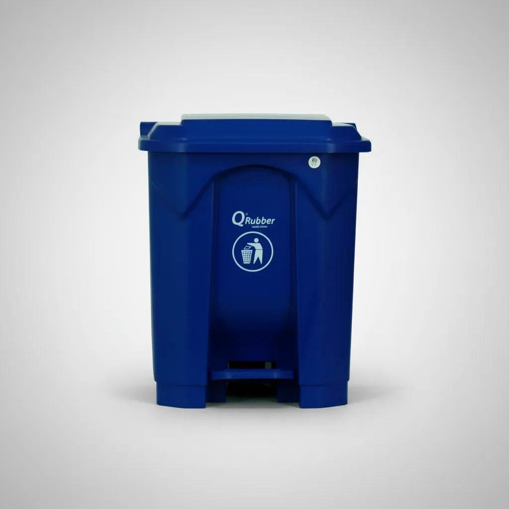 Basurero Contenedor Basura 30lts. azul con pedal QRubber-3