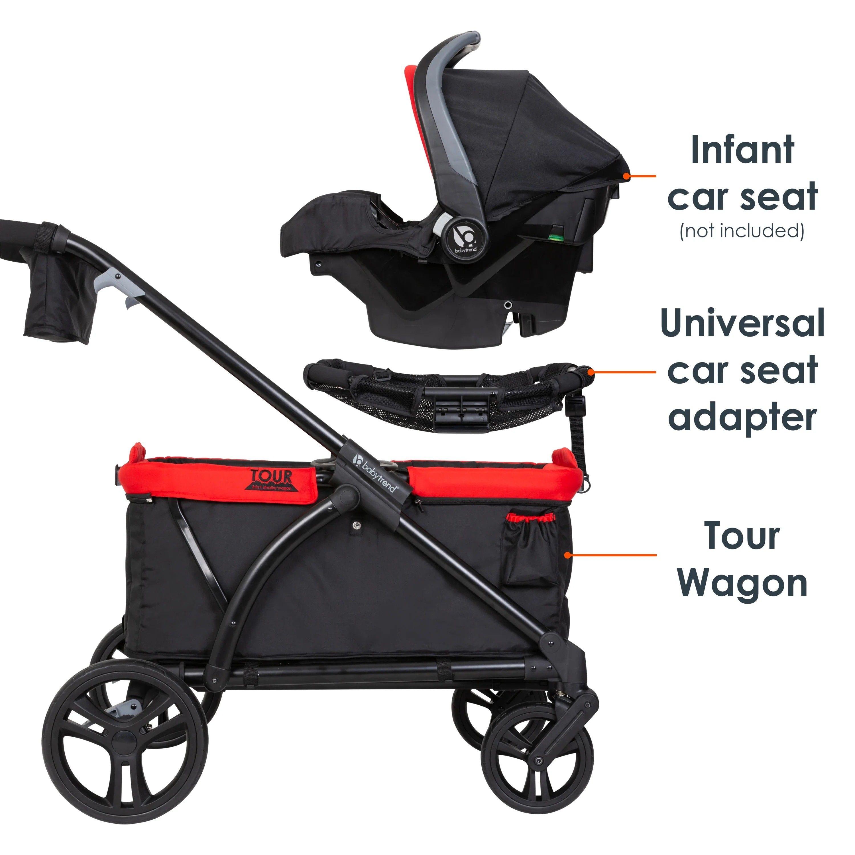 Carro Paseo wagon y coche doble MUV Expedition 2 en 1 Mars Red-3