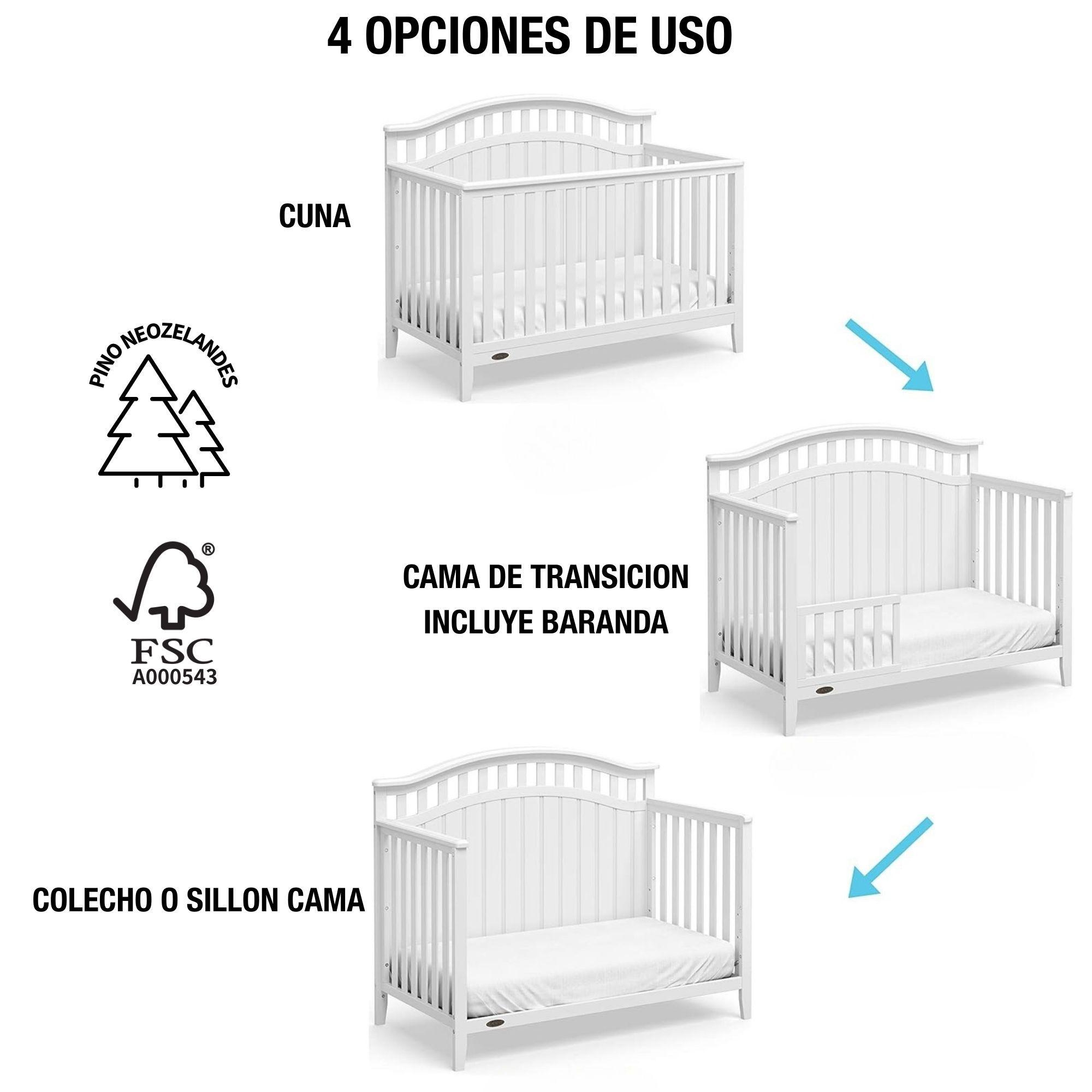 Cuna de madera Blanca 3 en 1 Lanquen-3