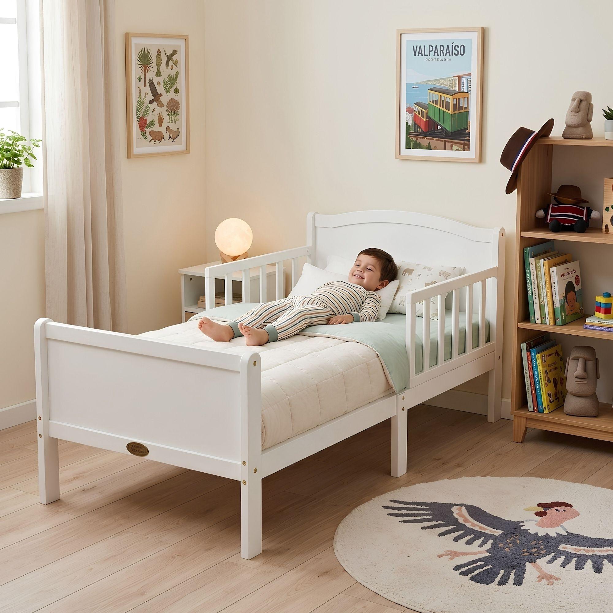 CAMA DE TRANSICION MADERA SOLIDA 140x70 NEWEN BLANCA-2