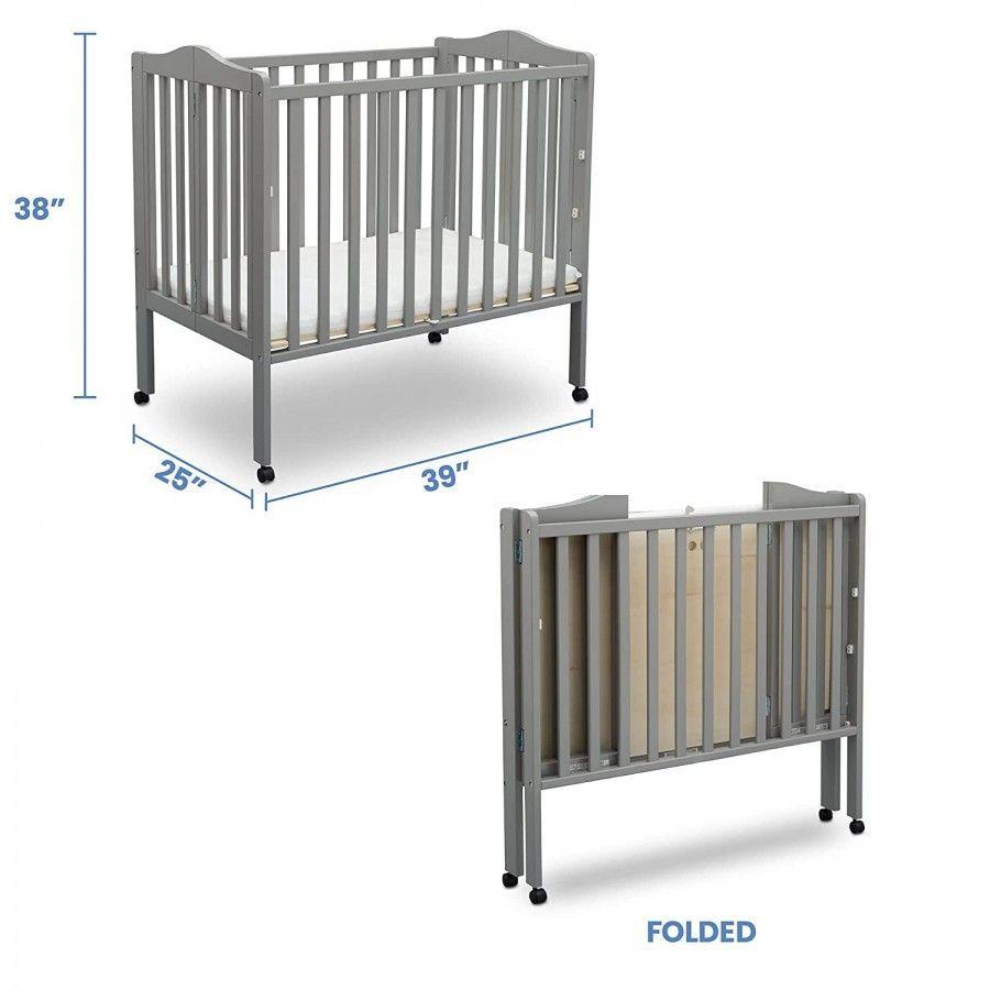 Mini cuna madera plegable portátil con colchón de recien nacido-4