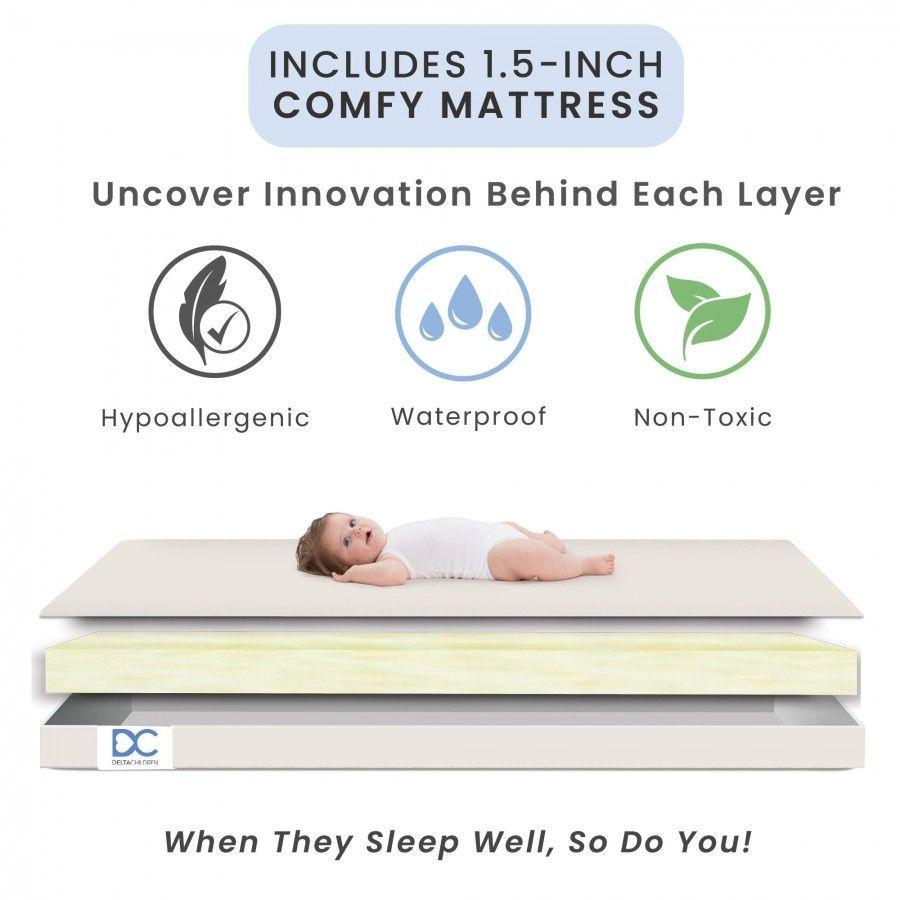 Mini cuna madera plegable portátil con colchón de recien nacido-5