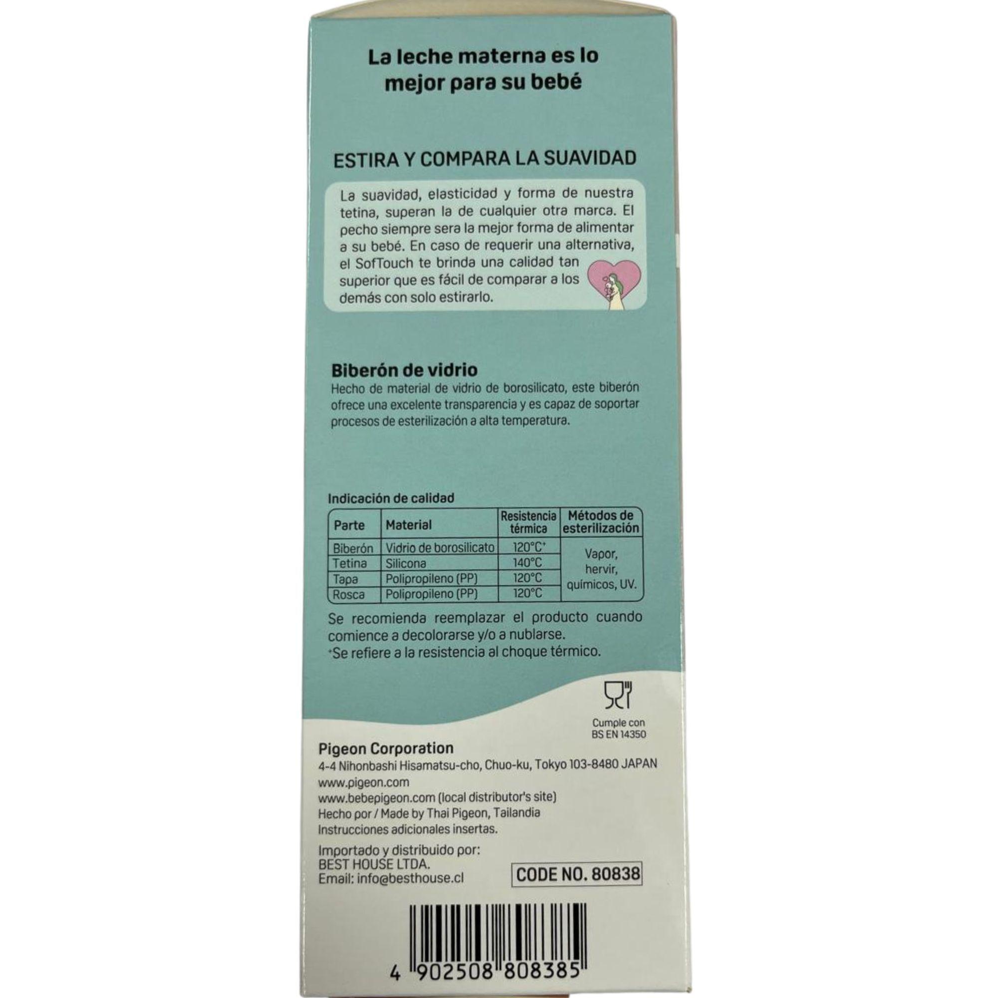 Mamadera de Vidrio 240ml Pigeon SoftTouch-3