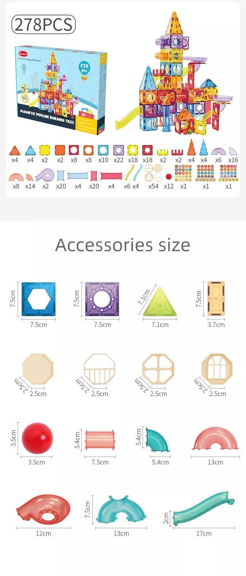 Magnéticos 3d para construcción 278 Piezas-3