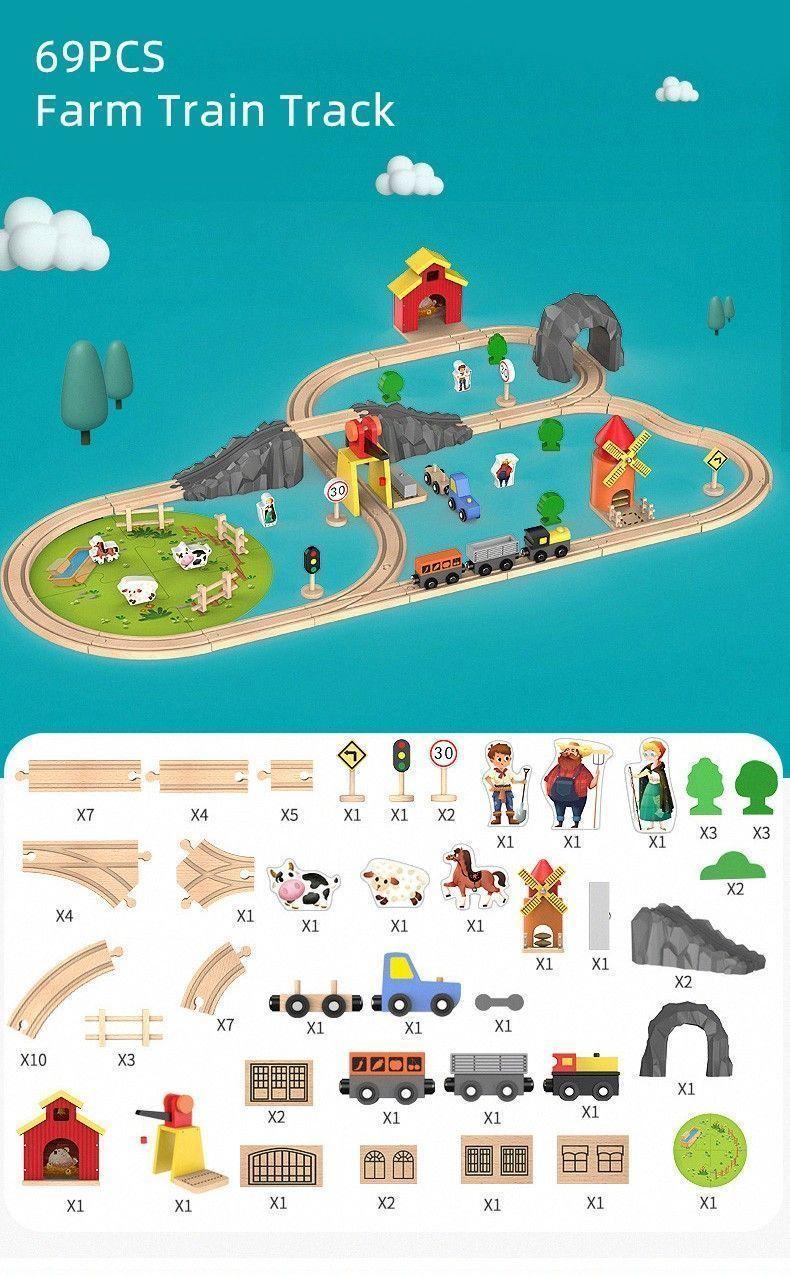 Pista De madera Montaña Armable 69 PIEZAS-6