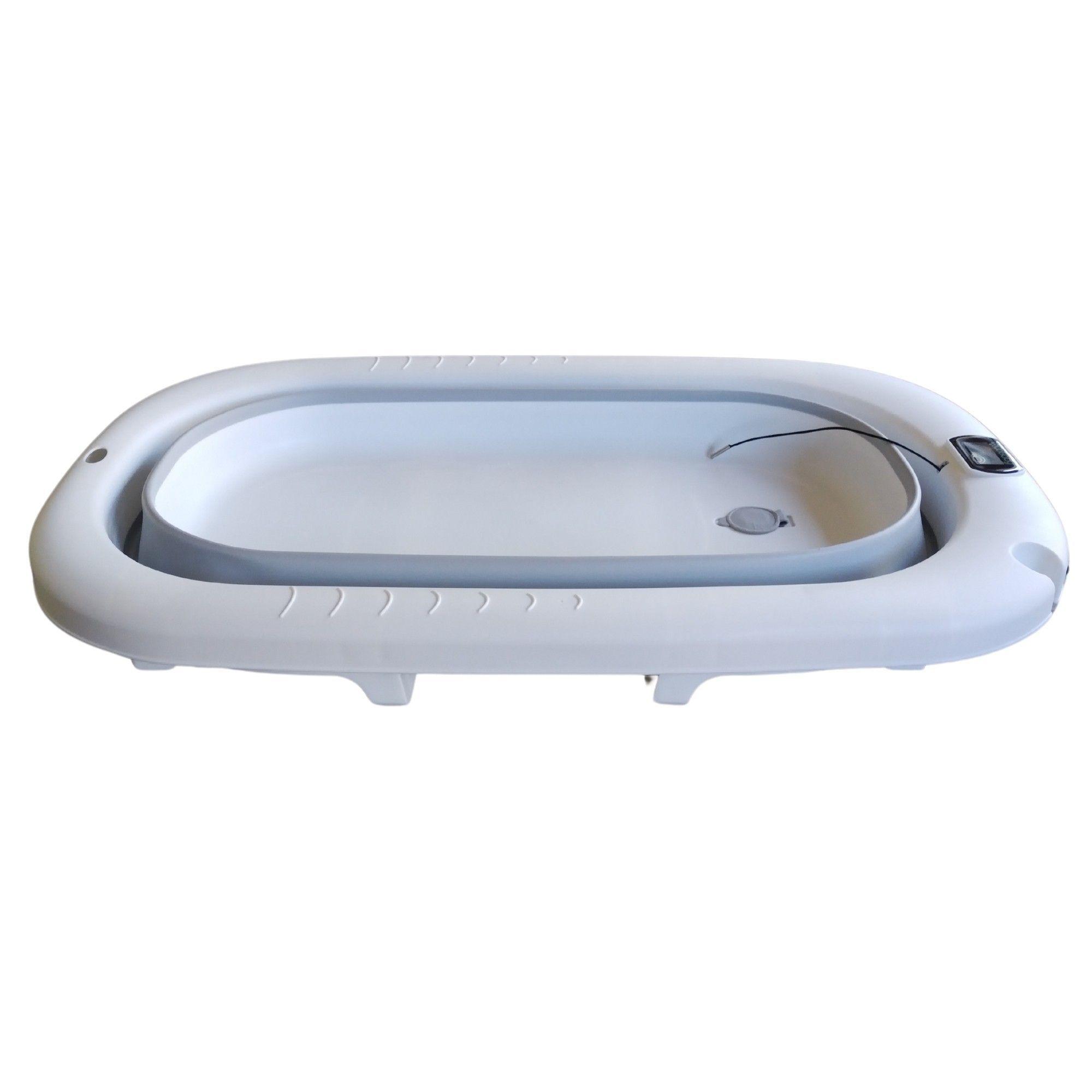 Bañera plegable gris con hamaca y termometro CoBaby-3