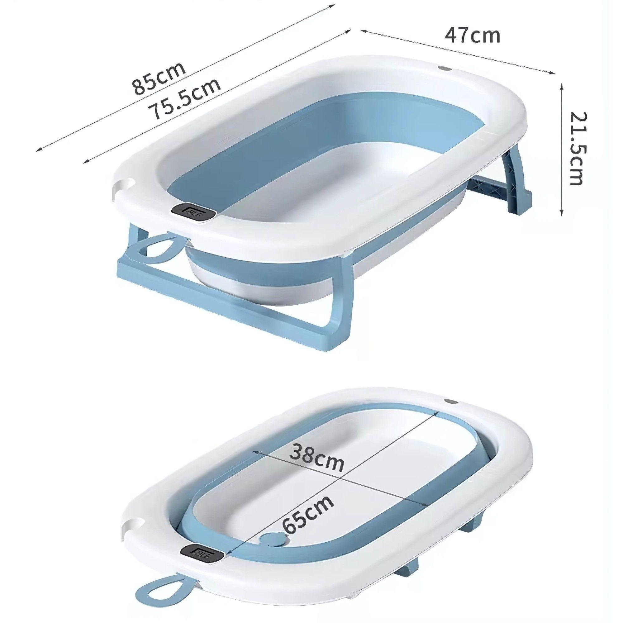 Bañera plegable gris con hamaca y termometro CoBaby-6