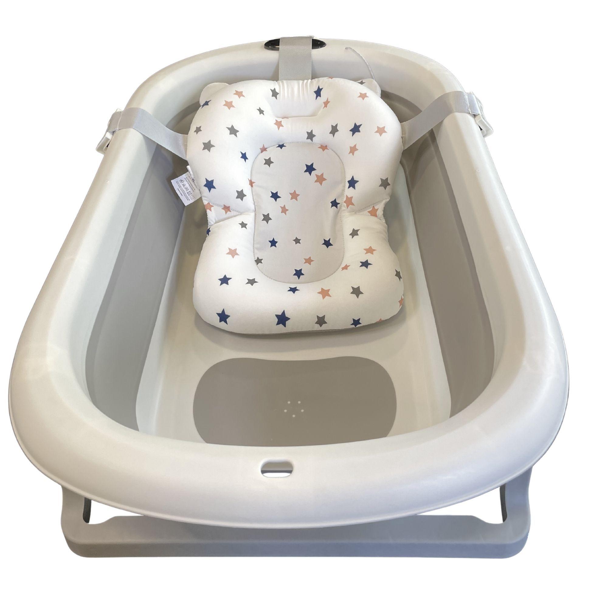 Bañera plegable gris con hamaca y termometro CoBaby-2