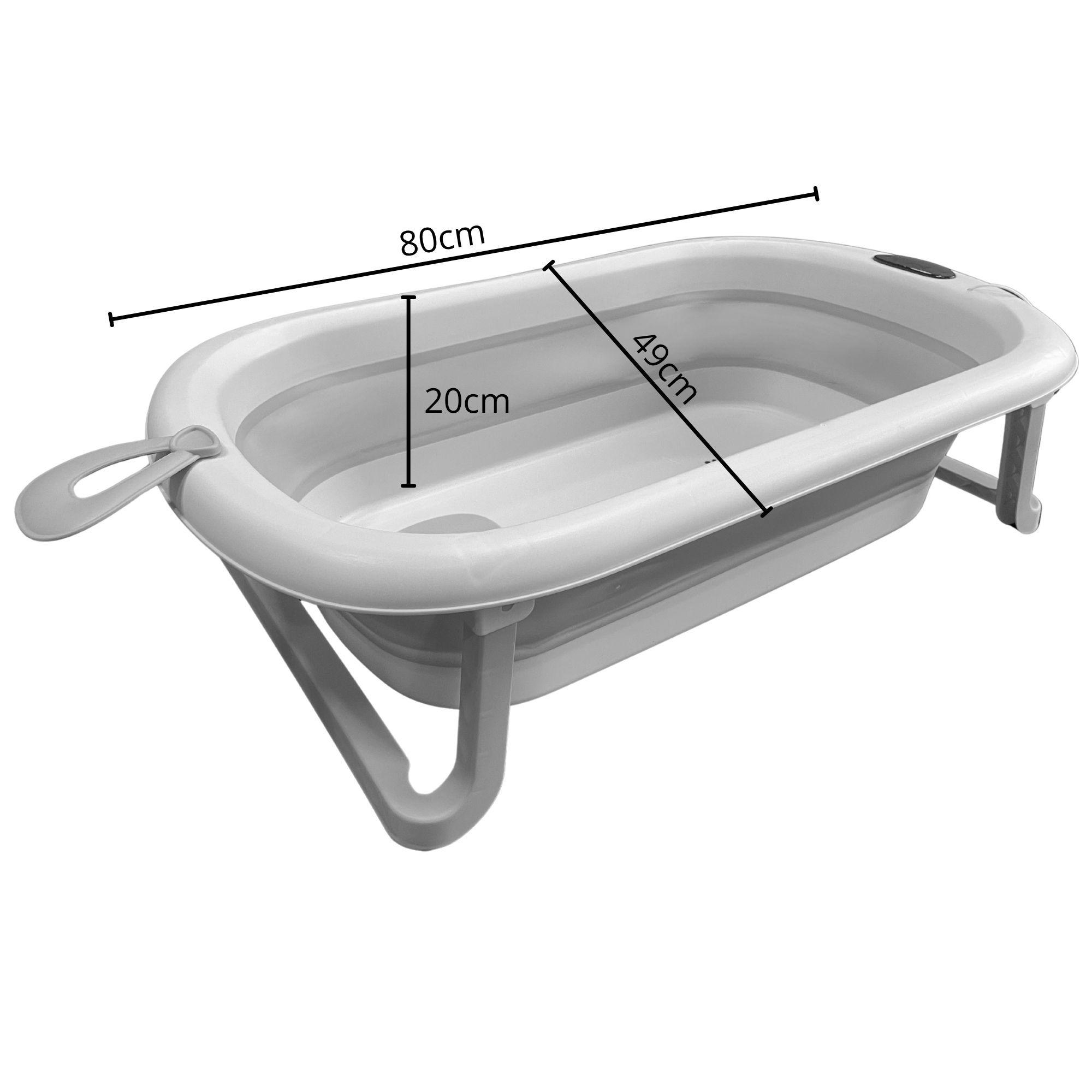 Bañera plegable gris con hamaca y termometro CoBaby-6