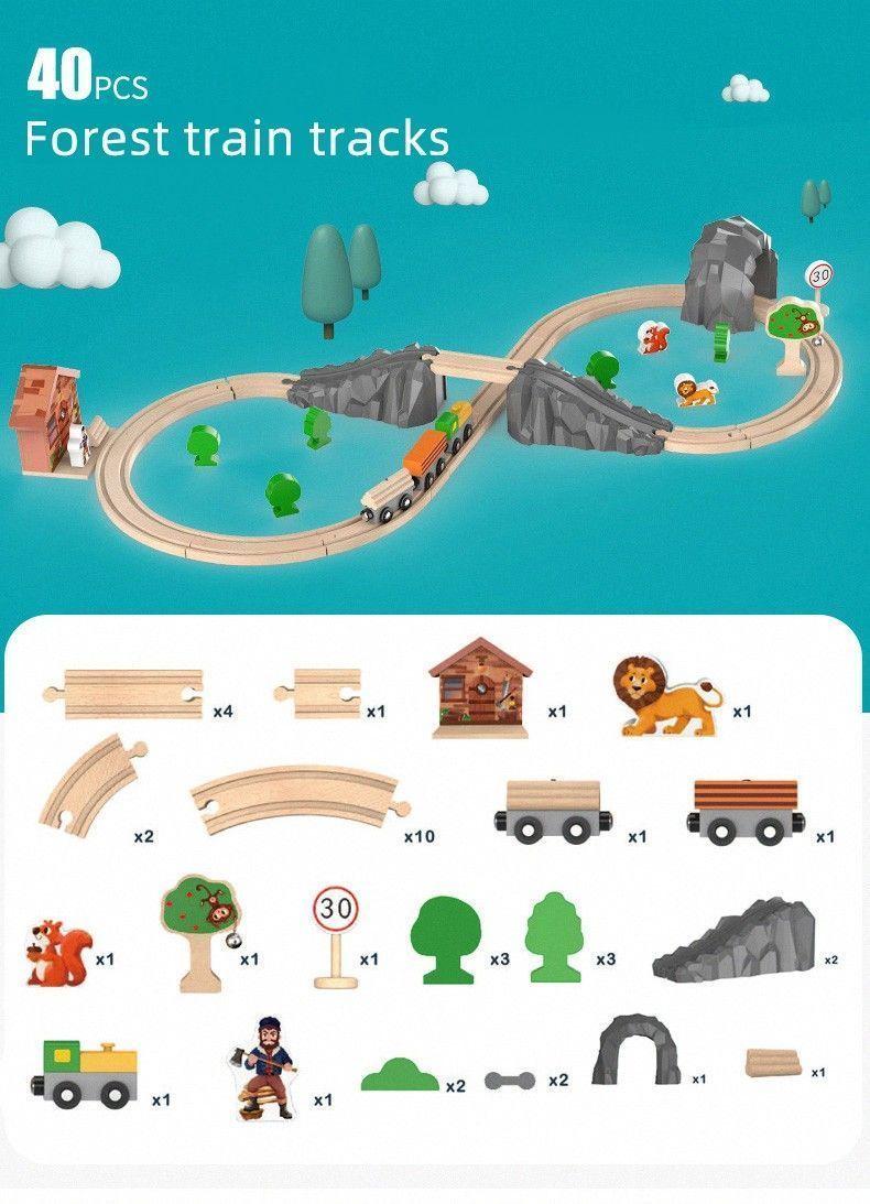 Pista De madera  Armable 40 piezas-6