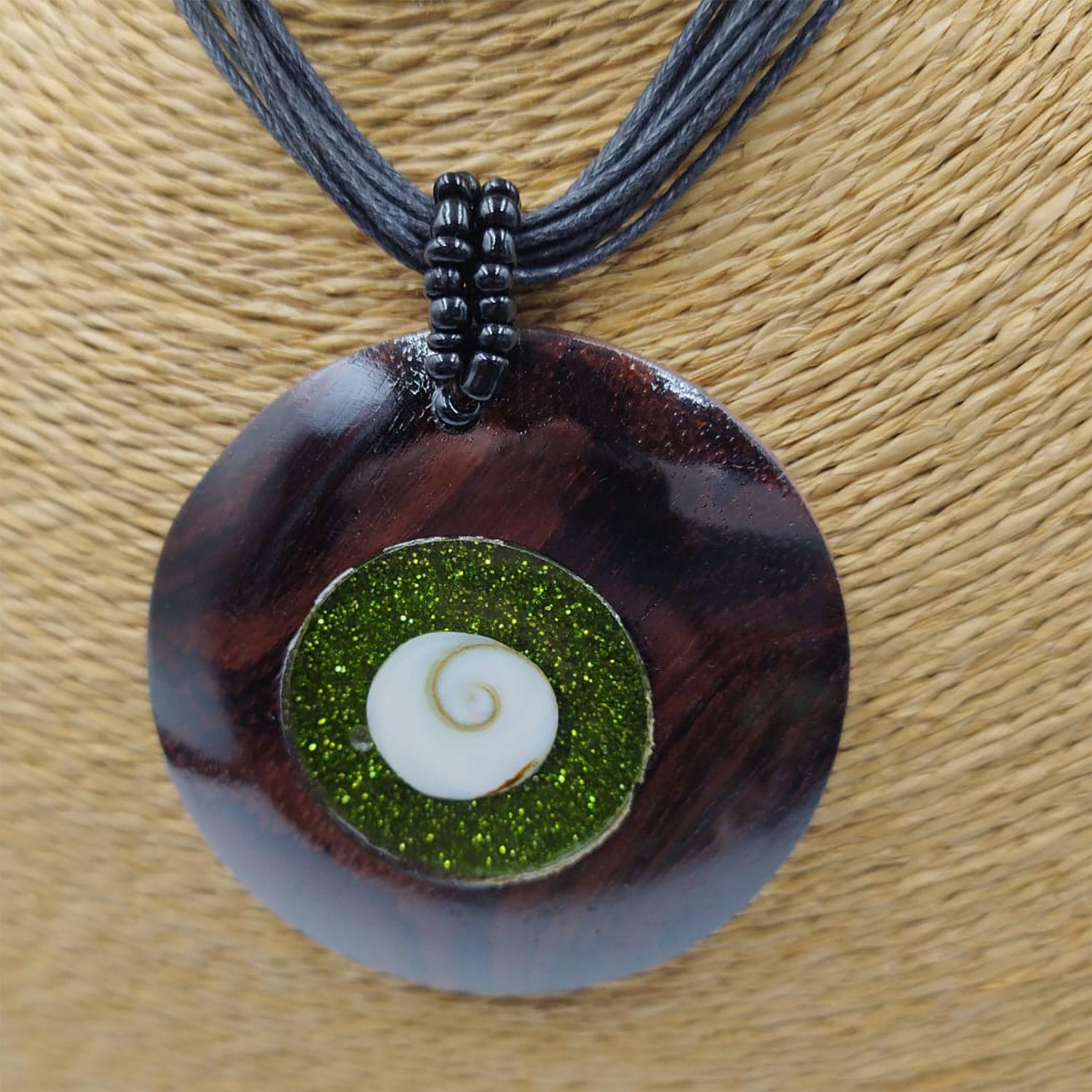 Conjunto Collar y Aros Madera y Resina-3