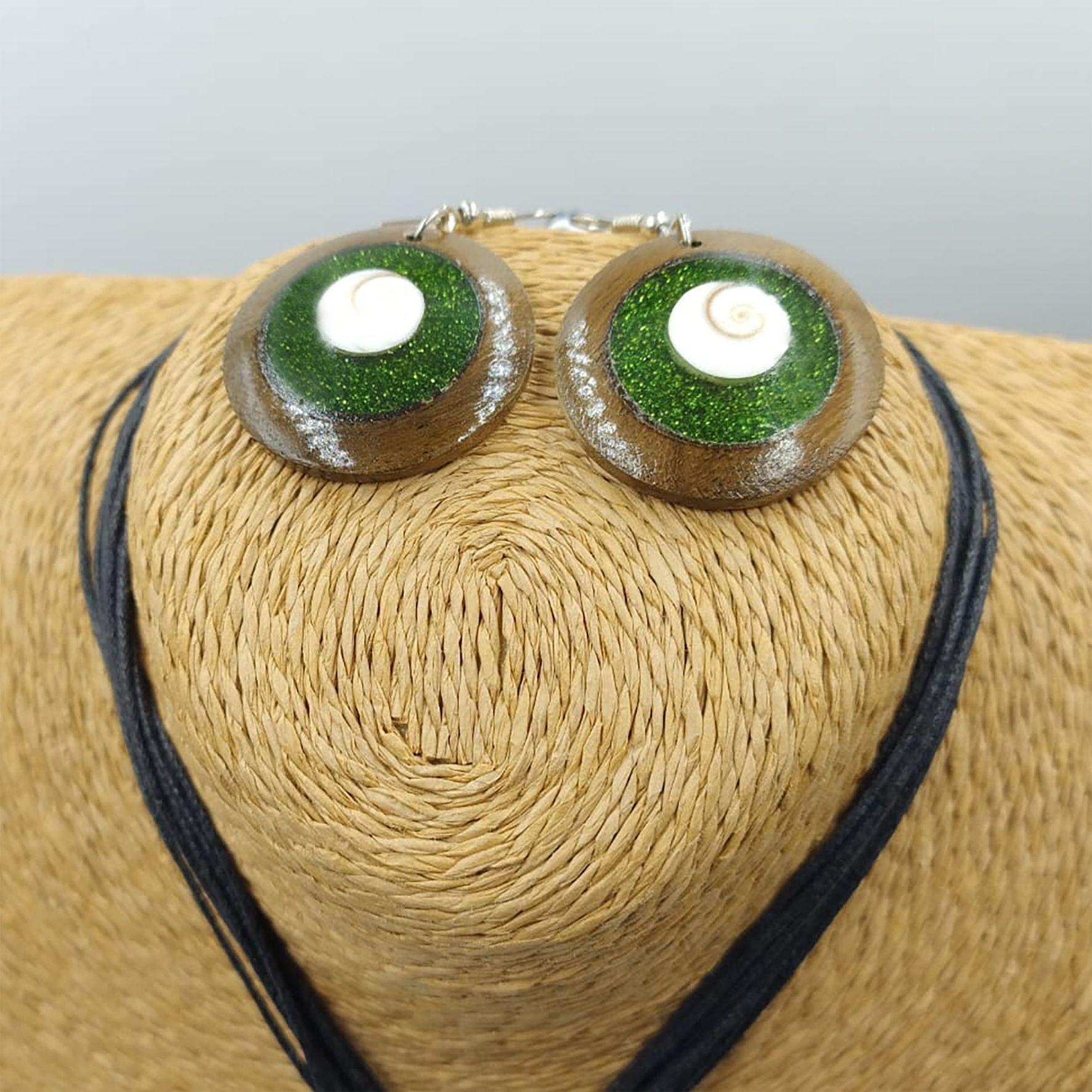 Conjunto Collar y Aros Madera y Resina-4