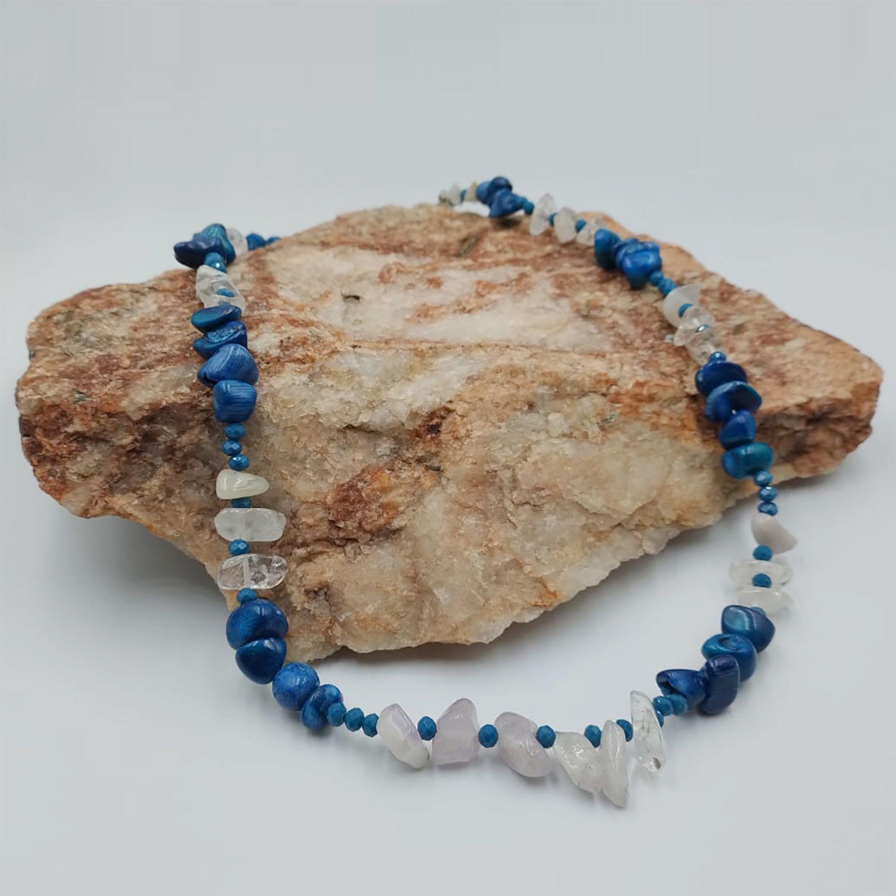 Collar Cuarzo Blanco y Apatita Azul-2
