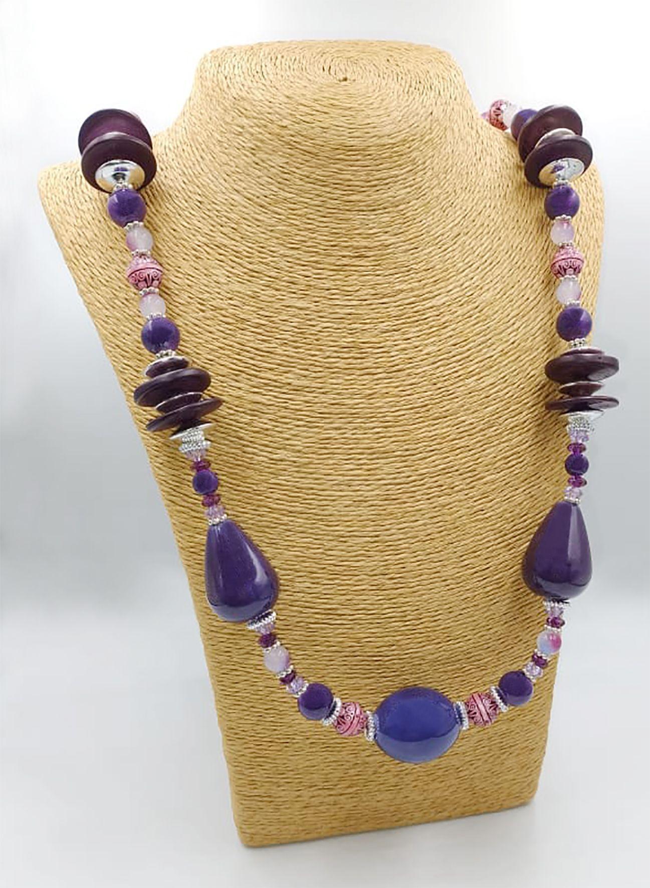 Collar cer mica madera y cristales turcos-0