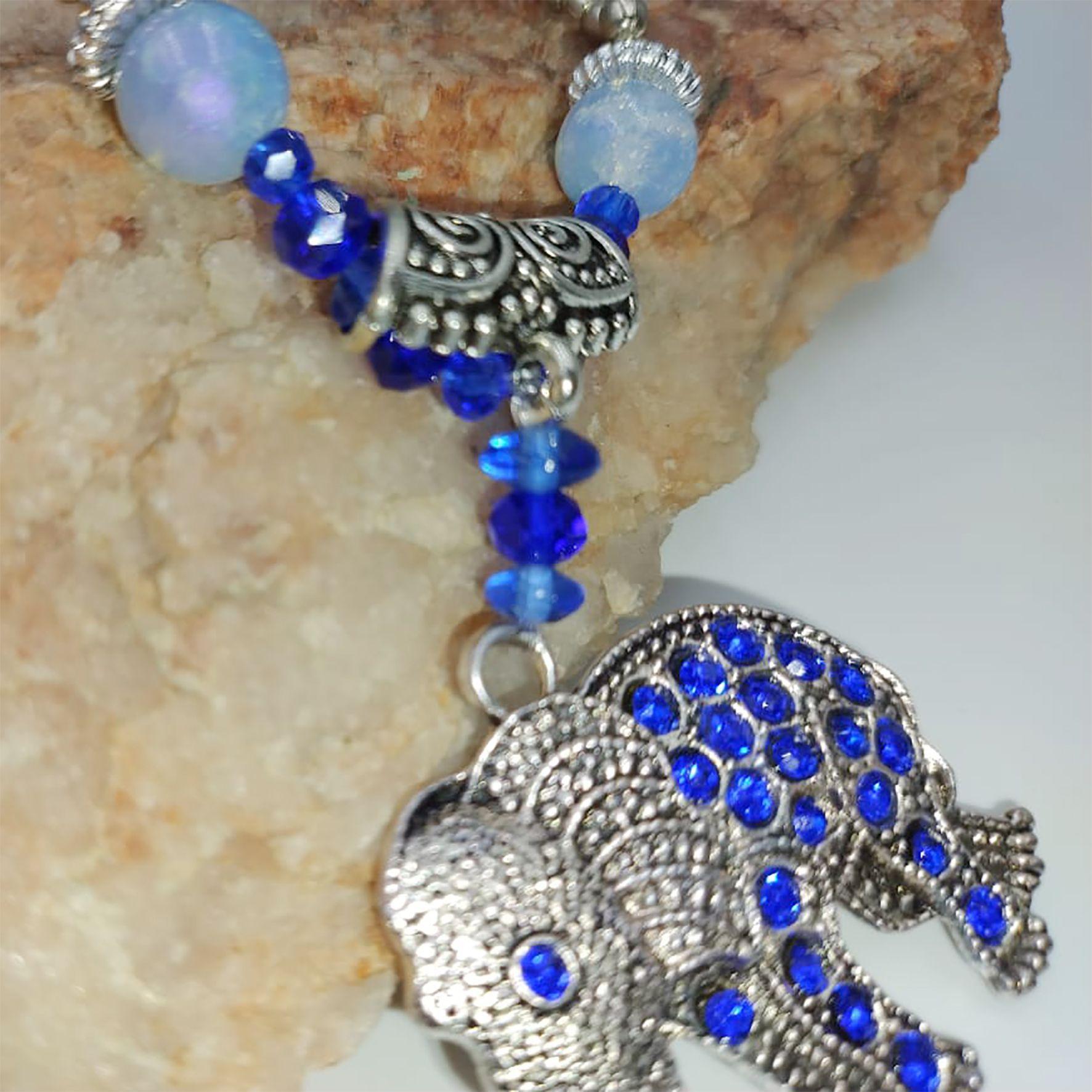 Collar Elefante cristales turcos y metal simil plata-2