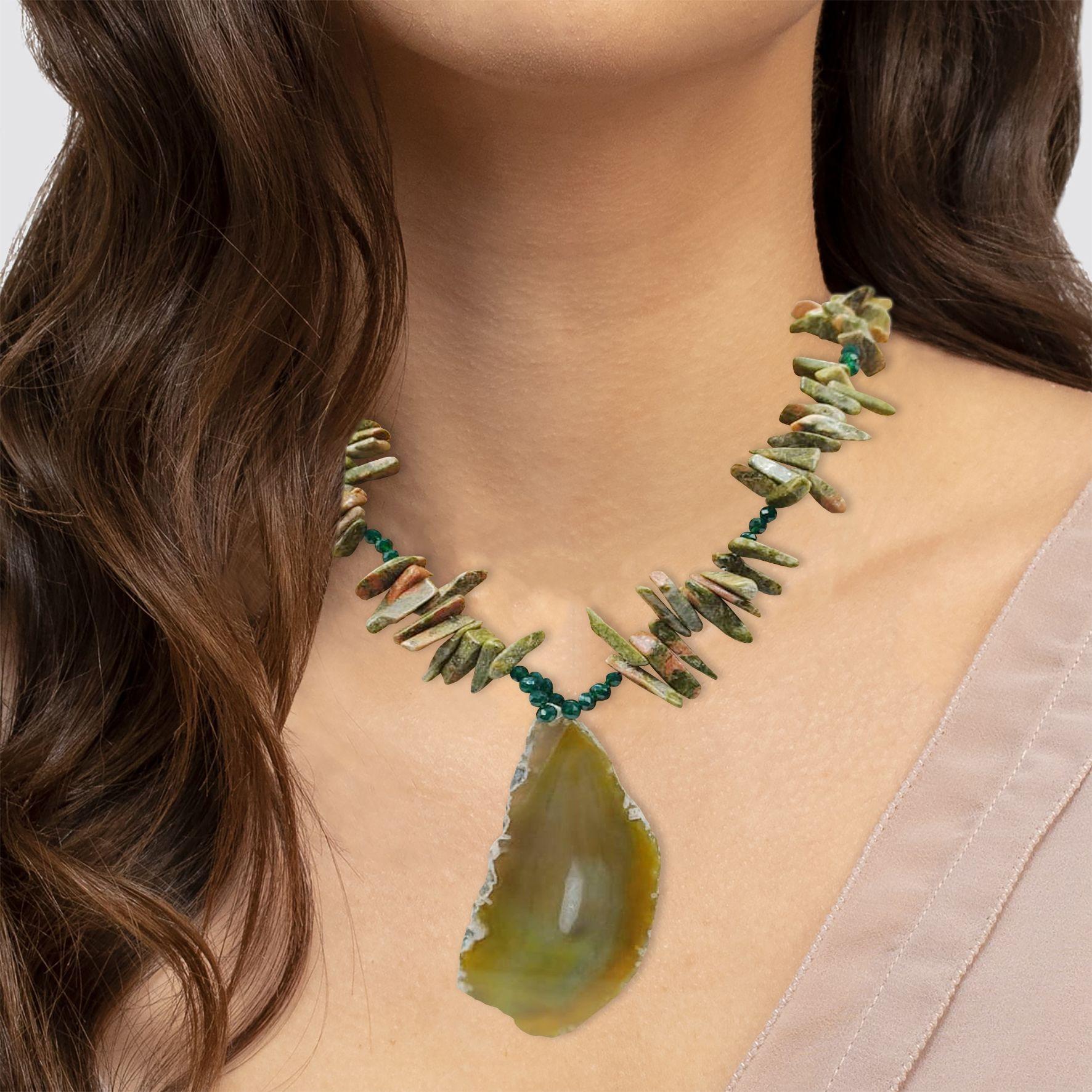 Collar Cuarzo y Jaspe Verde-1