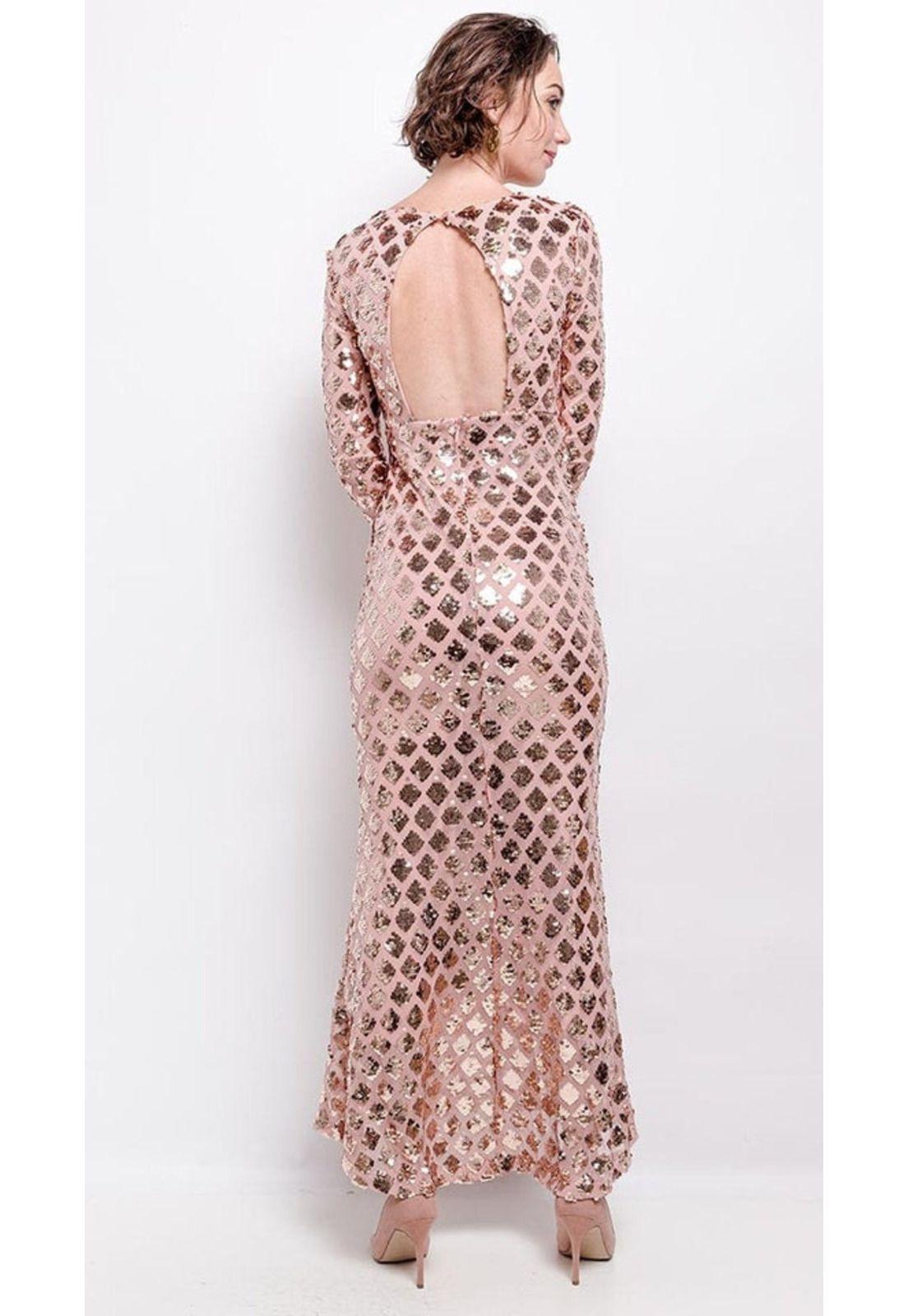 VESTIDO LARGO L1801 ROSADO-2