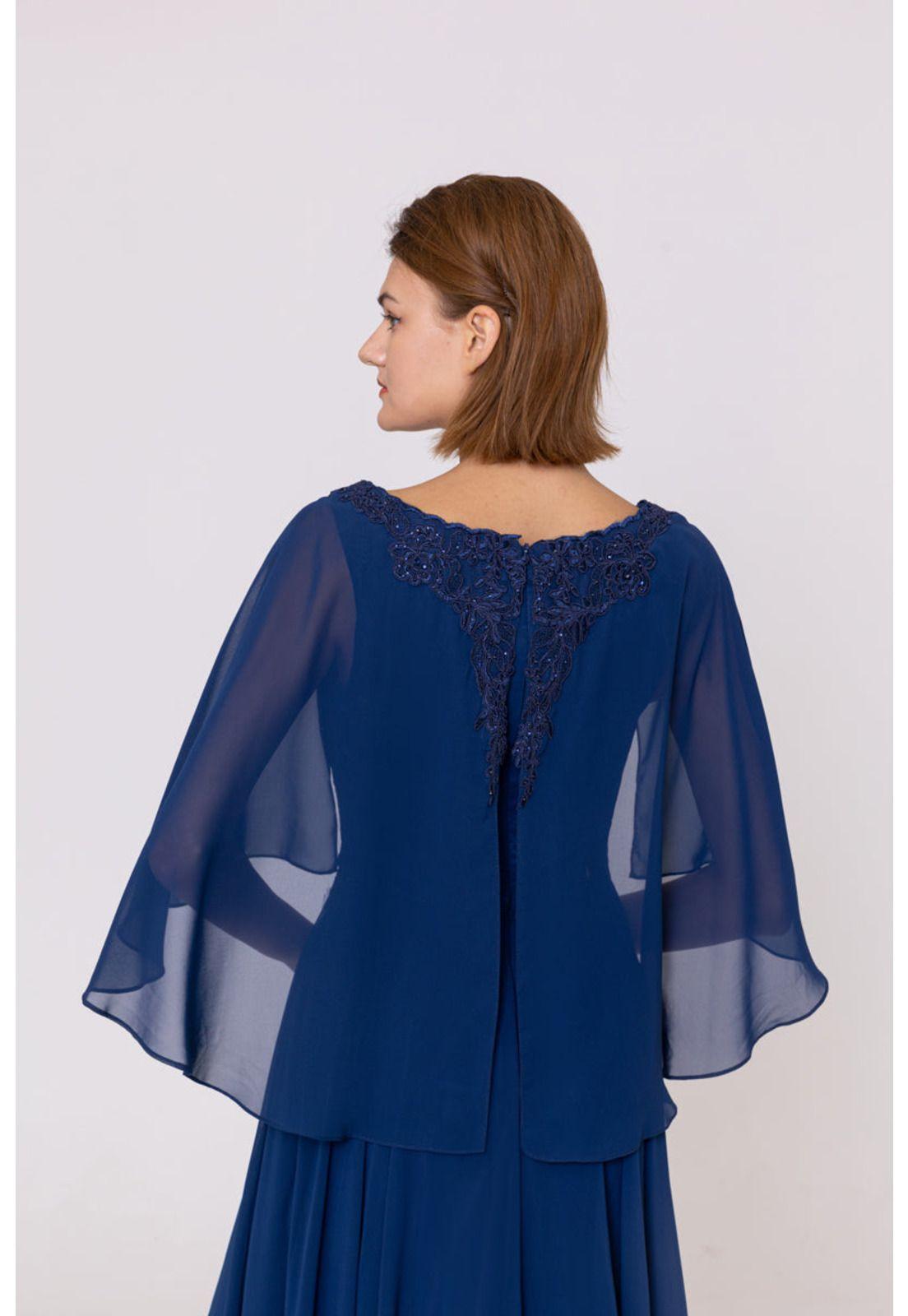 VESTIDO DE FIESTA LARGO L0275 AZUL MARINO-4