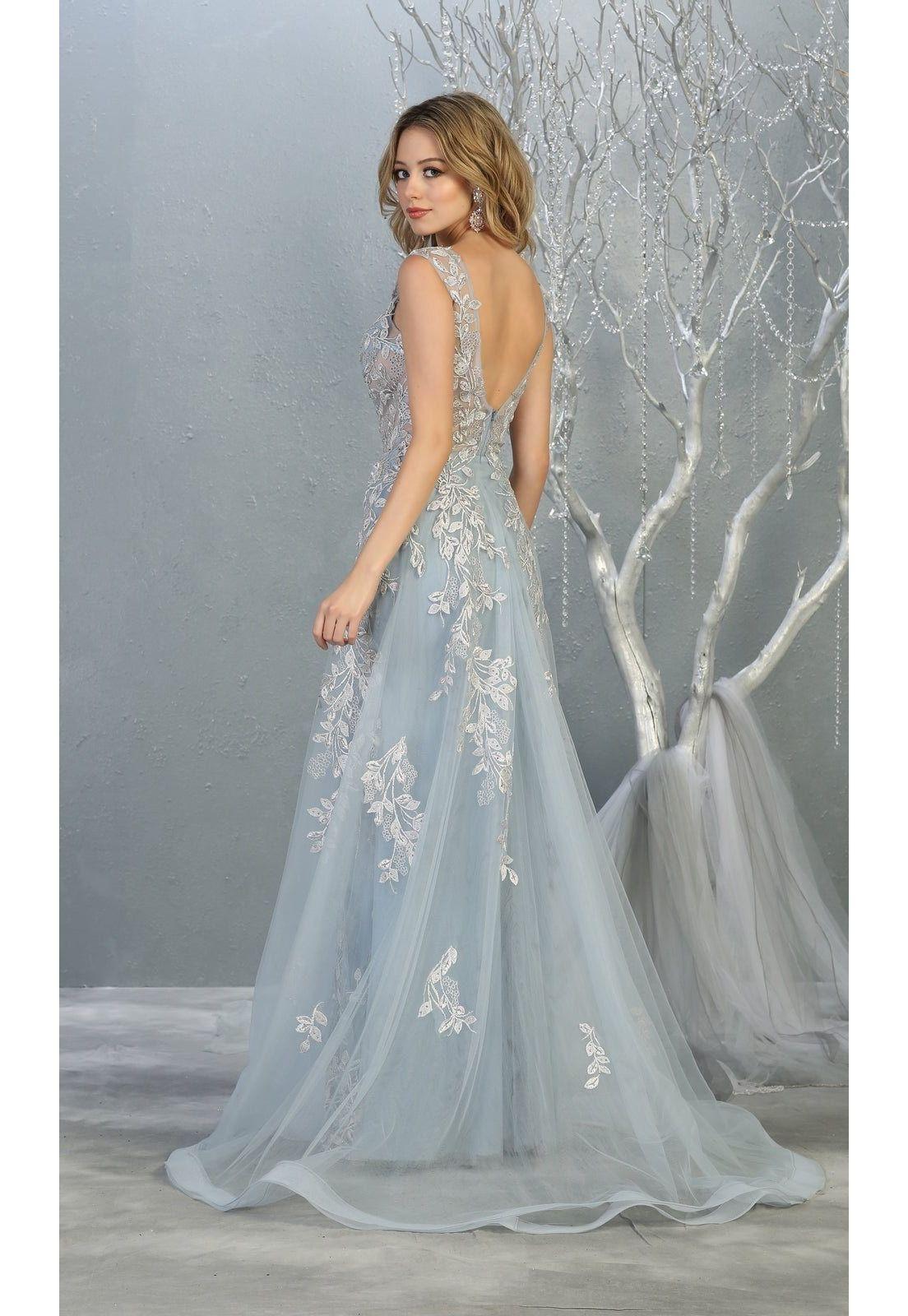 VESTIDO LARGO L7834 CELESTE-2