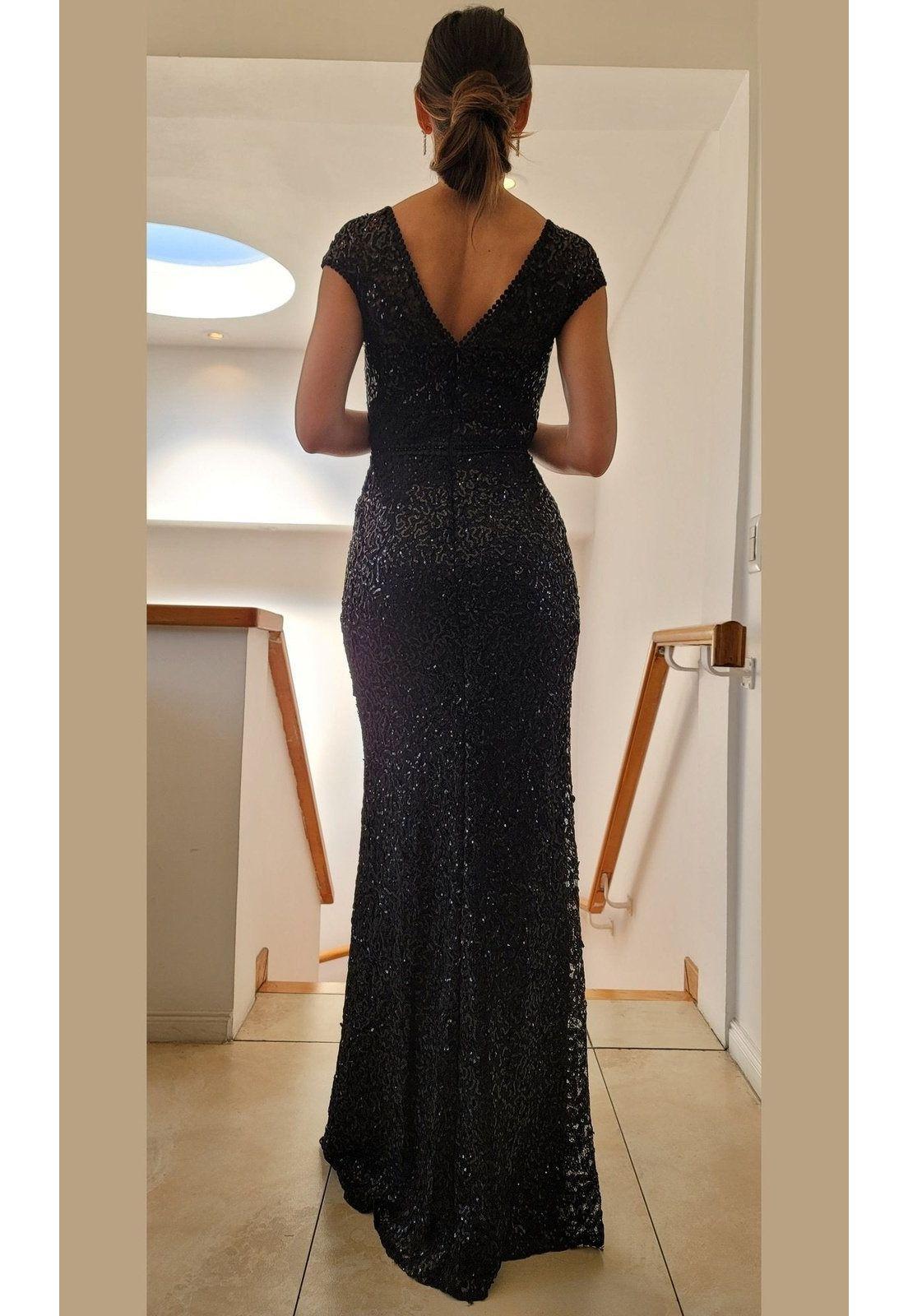 VESTIDO LARGO LMV1099 NEGRO-3