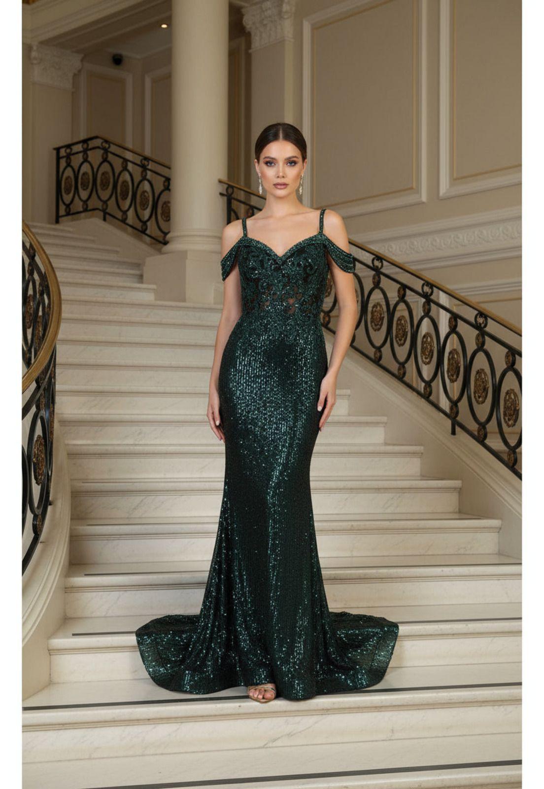 VESTIDO LARGO MONROE VERDE OSCURO-2