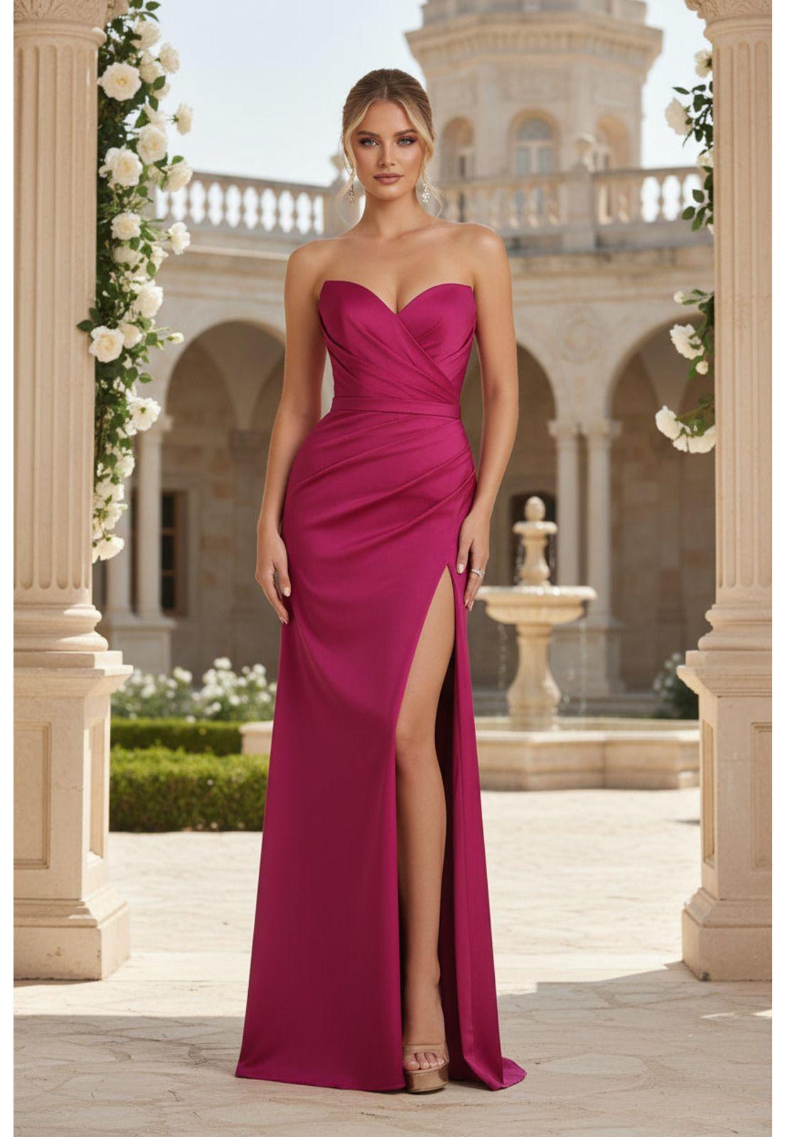 VESTIDO LARGO BELLAGIO MAGENTA-0