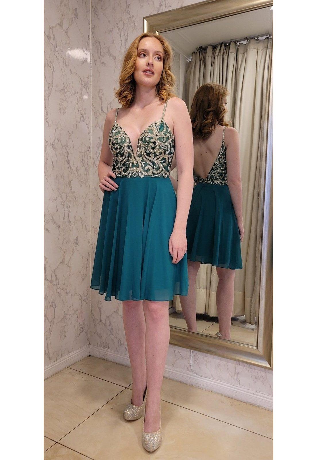 VESTIDO DE FIESTA CORTO C847S VERDE-9