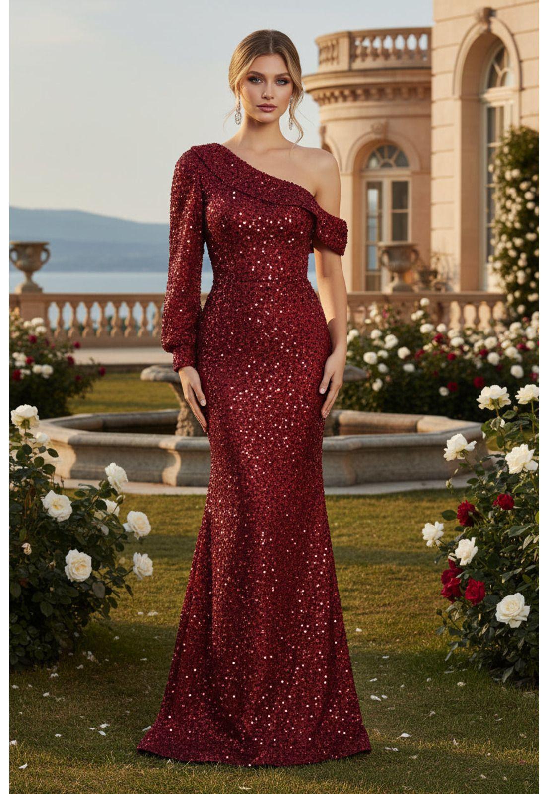 VESTIDO LARGO FONTAINBLEAU BURDEO-0