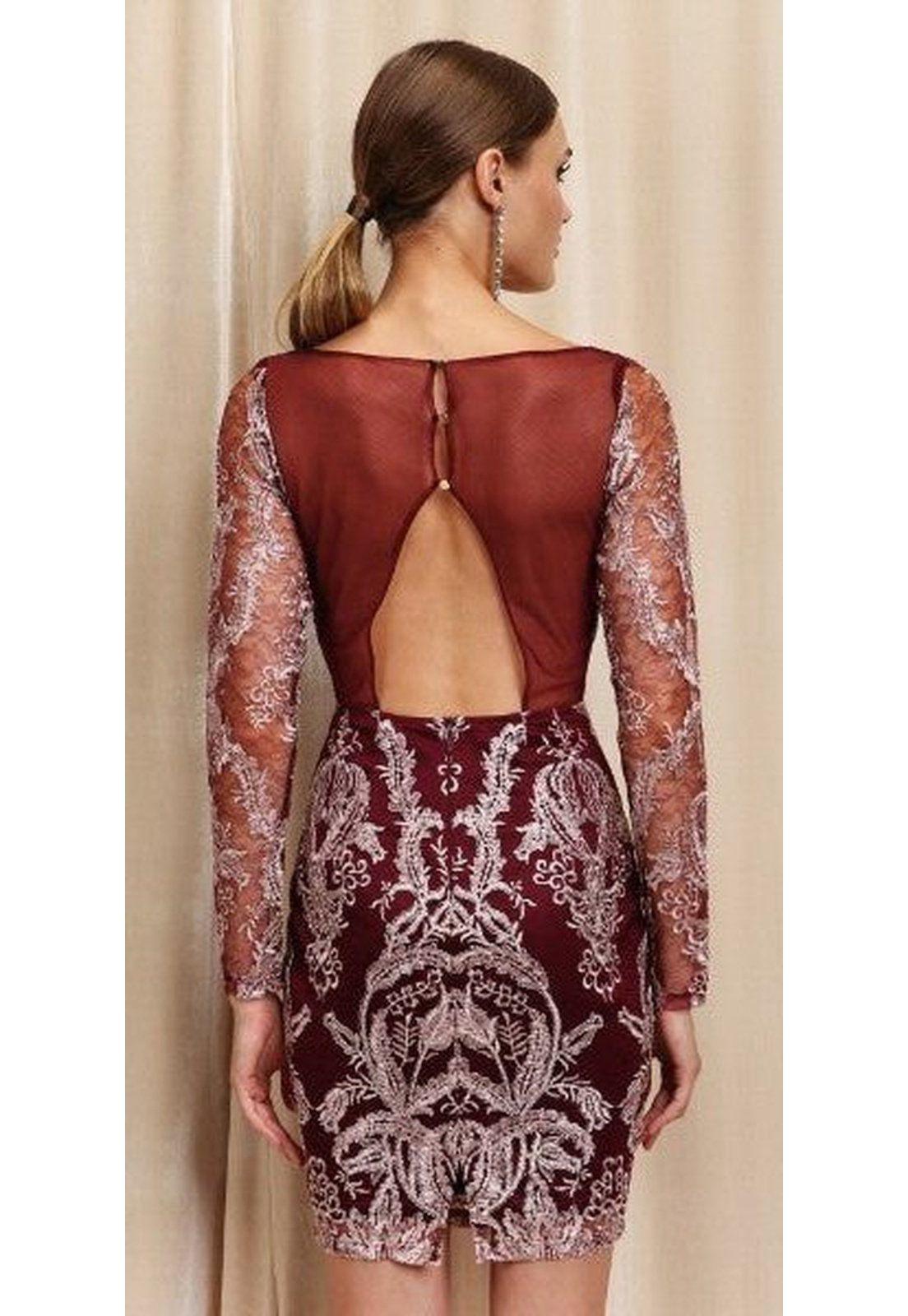 VESTIDO CORTO C18450 GRANATE-5