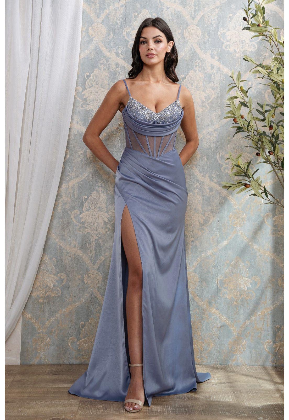 VESTIDO LARGO LUNA  CELESTE-0