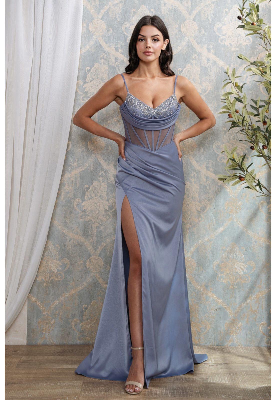 VESTIDO LARGO LUNA  CELESTE-2