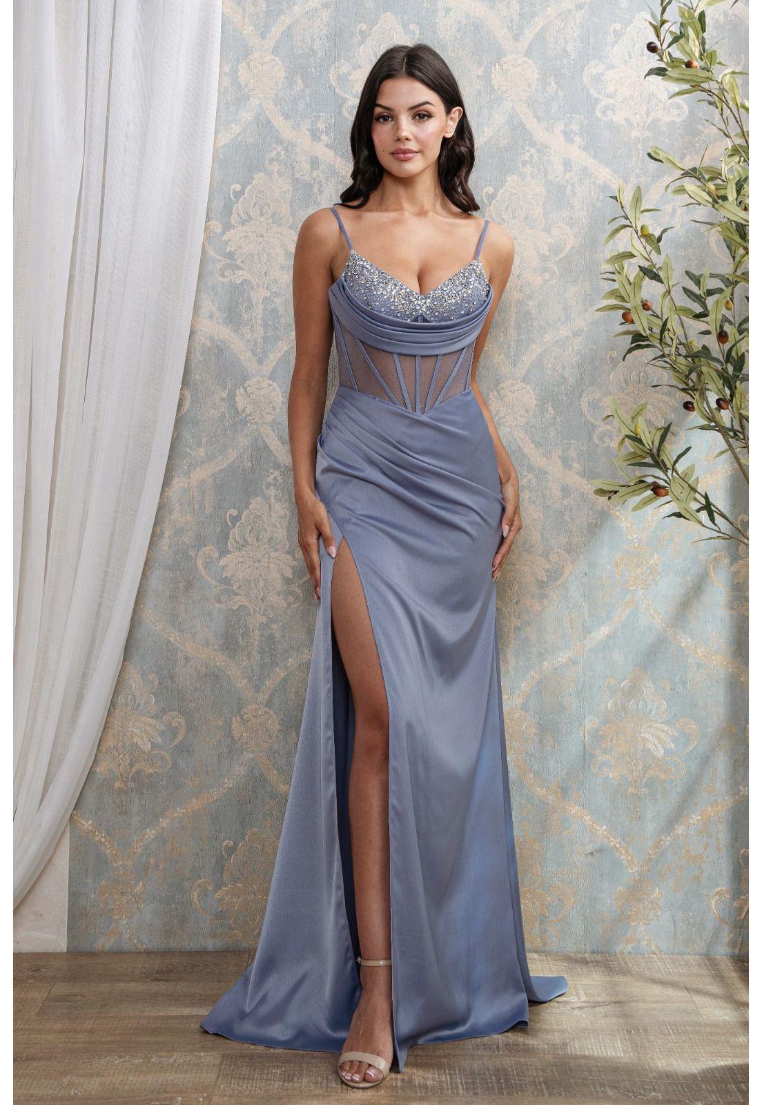 VESTIDO LARGO LUNA  CELESTE-4