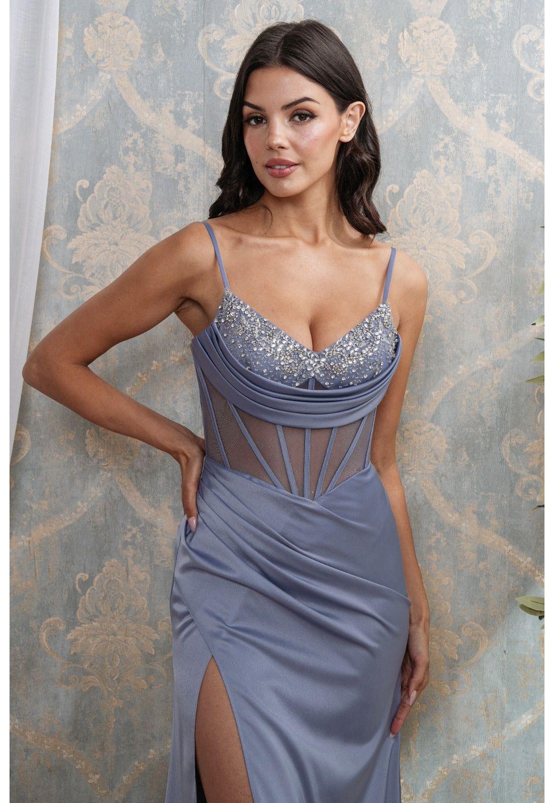 VESTIDO LARGO LUNA  CELESTE-6