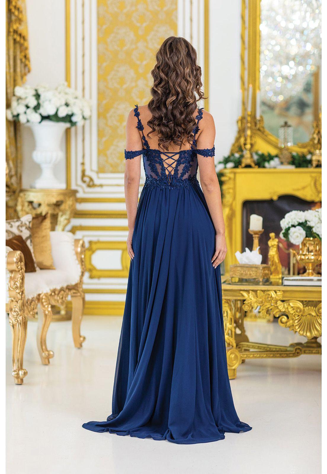 VESTIDO LARGO BEVERLY AZUL MARINO-1