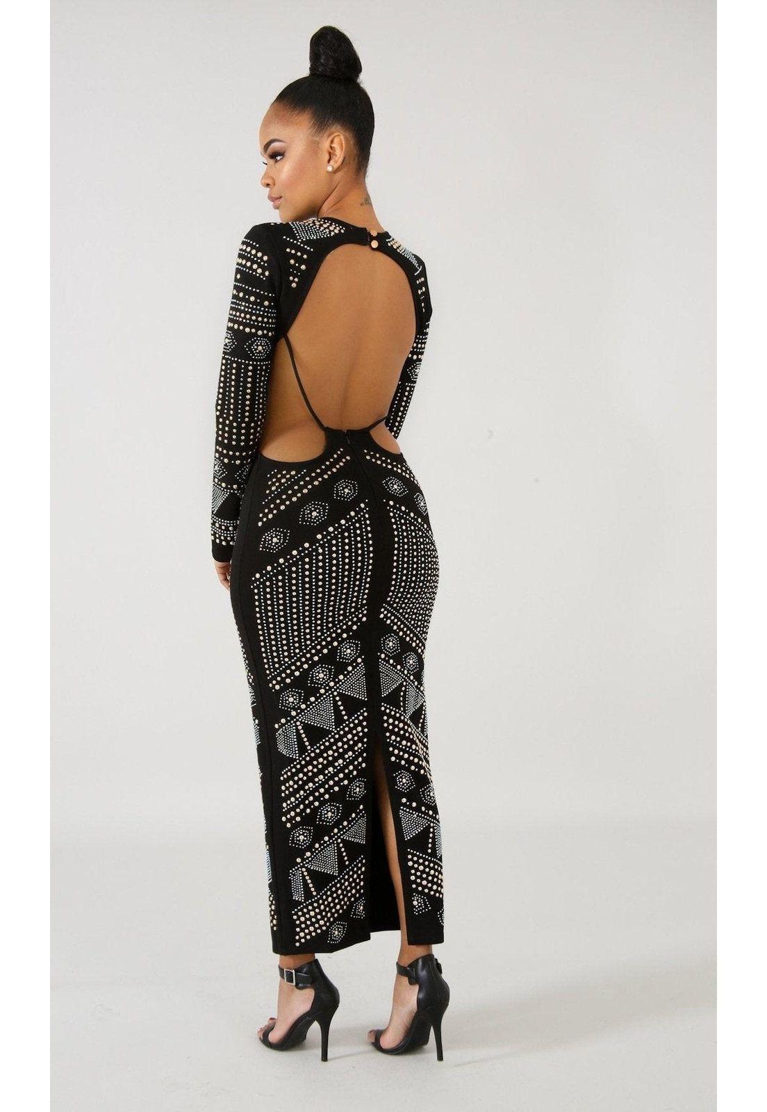 VESTIDO LARGO L50701 NEGRO-3