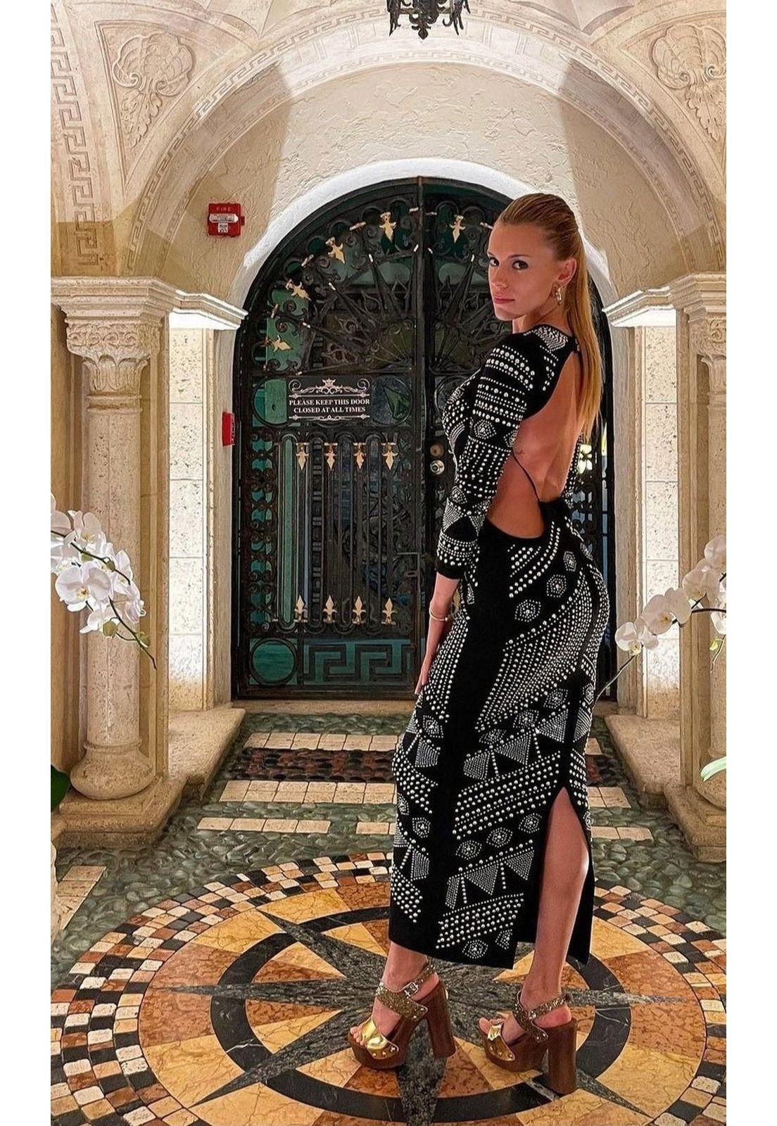 VESTIDO LARGO L50701 NEGRO-4